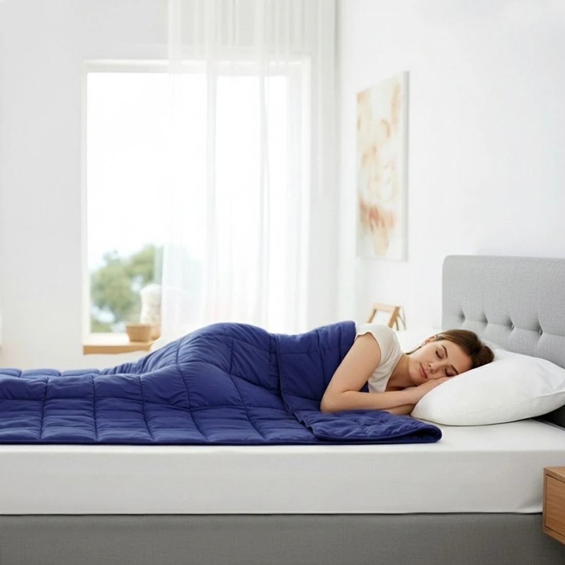 5 Giselle 6.8kg Adults Size Anti Anxiety Weighted Blanket Gravity Blankets Royal - Blue, 5 of 9