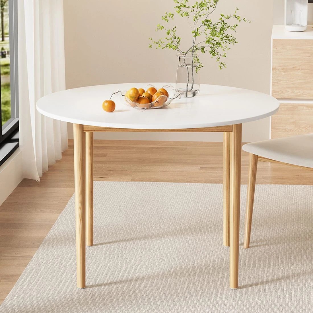 3 Artiss Dining Table Round White 108CM Diameter Demi - White, 3 of 7