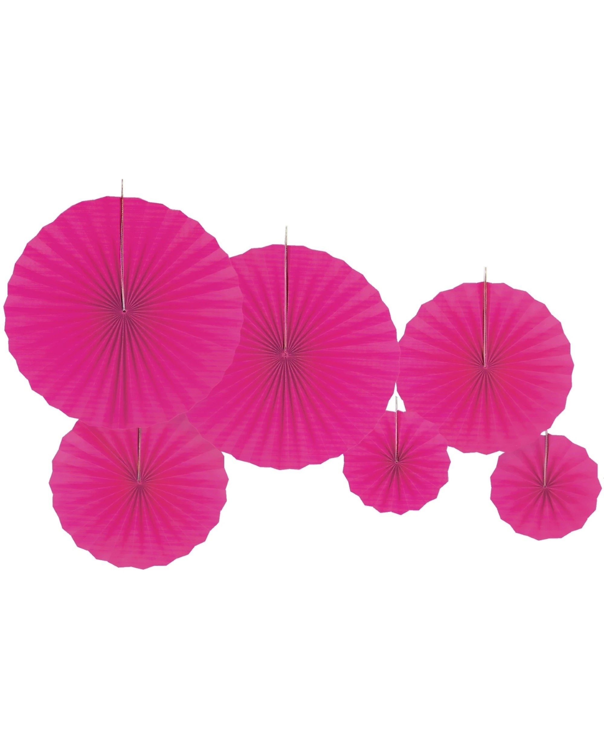 1 Partyrama Solid Hot Pink Paper Fan Decorations Pack of 6 - Pink, 1 of 1