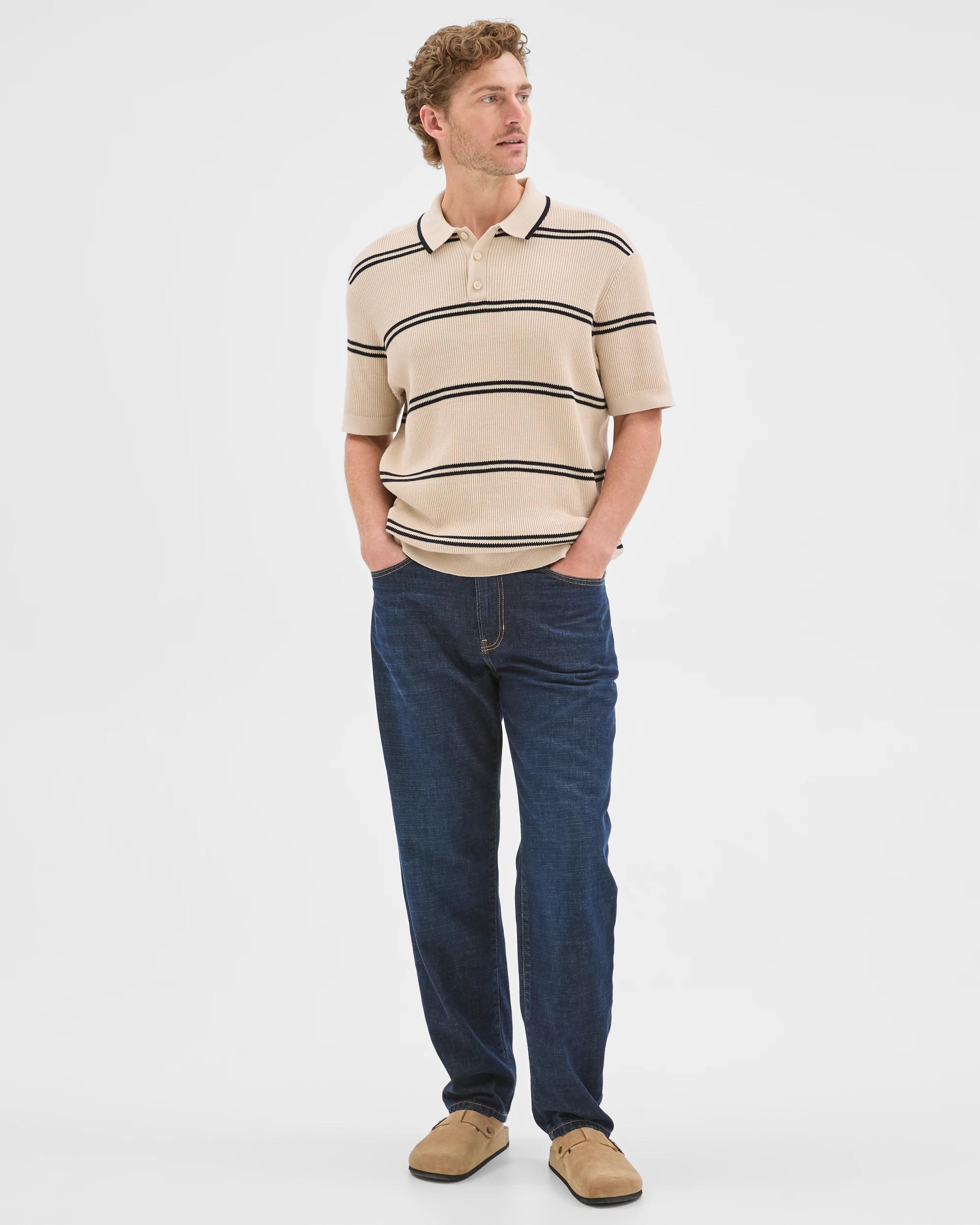 2 Target Man Australian Cotton Stripe Knit Polo Top BIRCH, 2 of 6