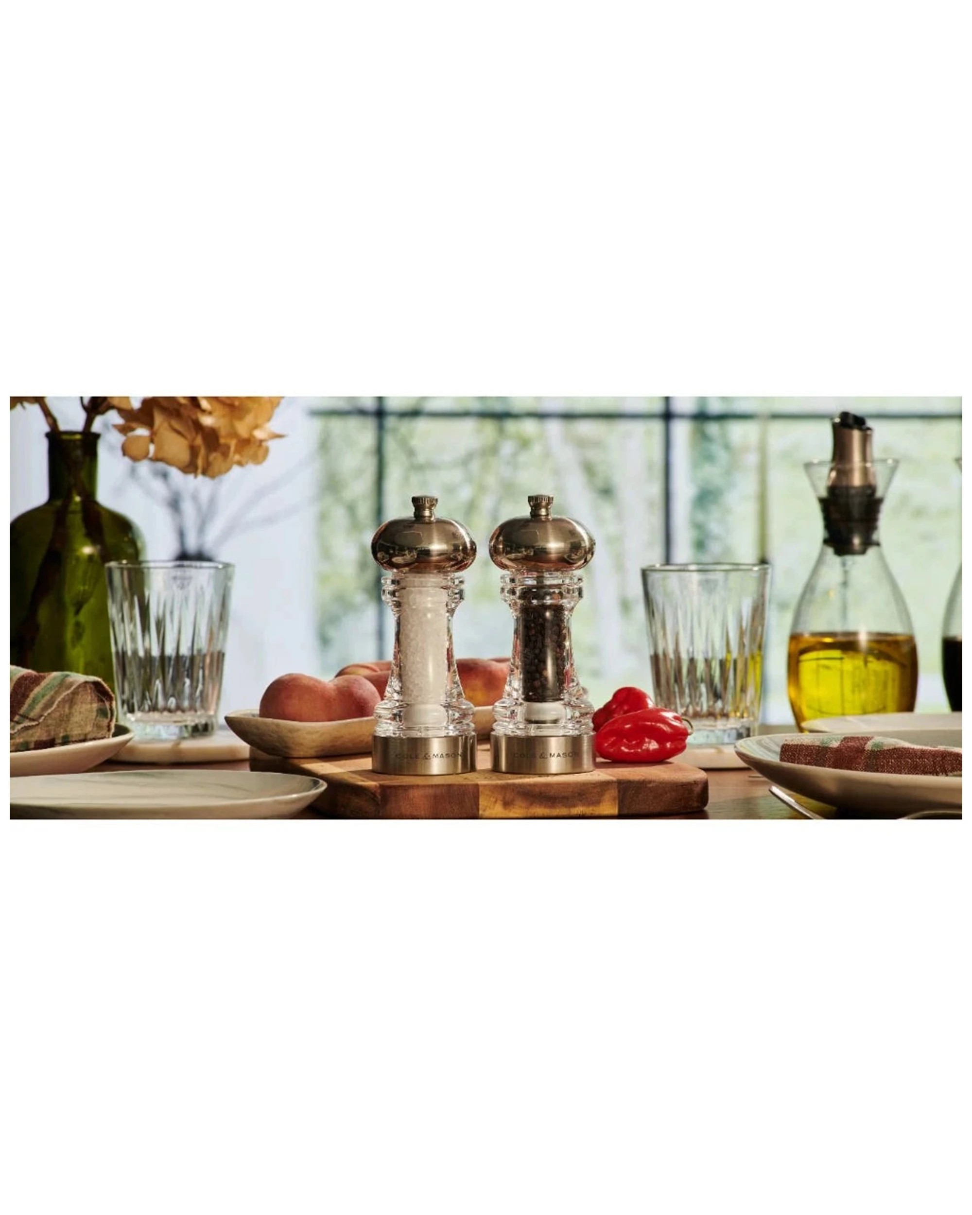 2 Cole & Mason 2-Piece Adjustable Salt & Pepper Shaker Set, Acrylic & Beech Wood, 14.9 cm - Plain, 2 of 2