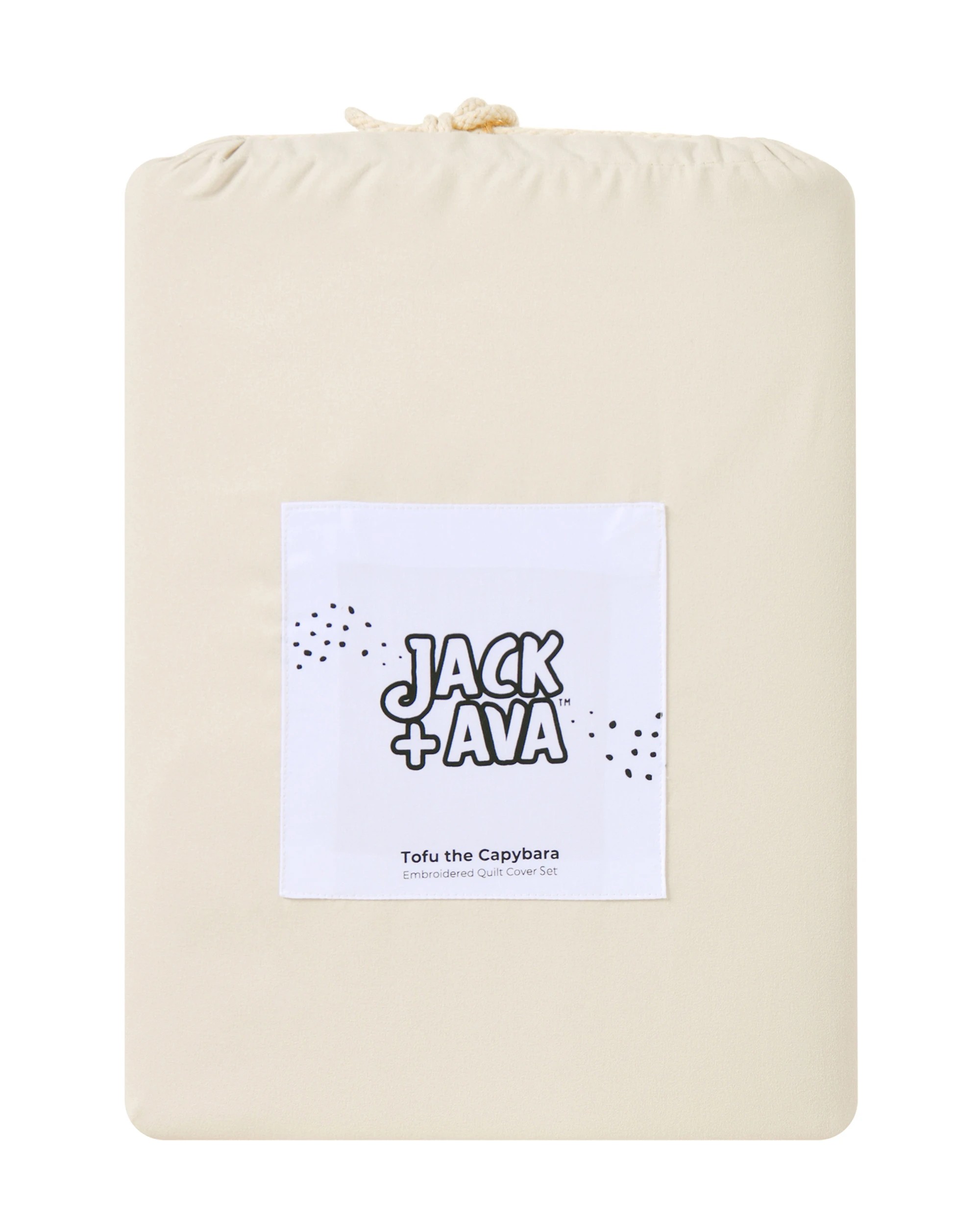 7 Jack & Ava Tofu the Capybara Embroidered Kids Quilt Cover Set - King Single Bed - Natural, 7 of 7