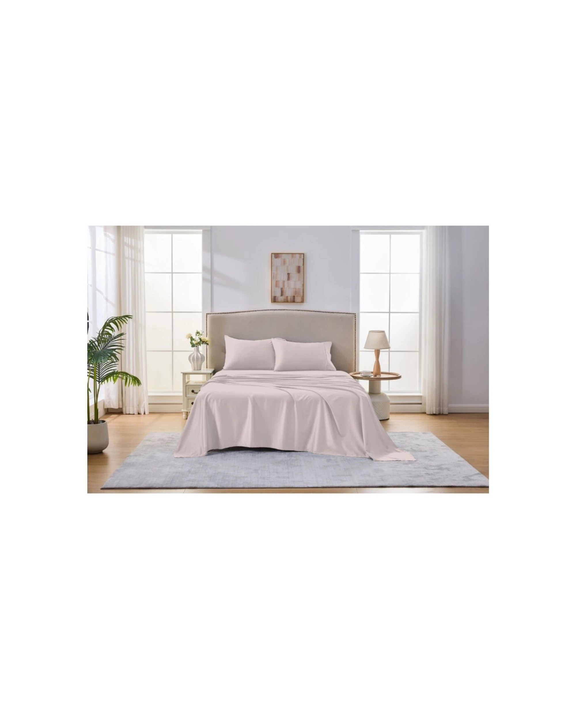 1 Grosvenor House Egyptian Cotton Sheet Set With Pillowcase 500TC - Queen Bed - Pink, 1 of 6