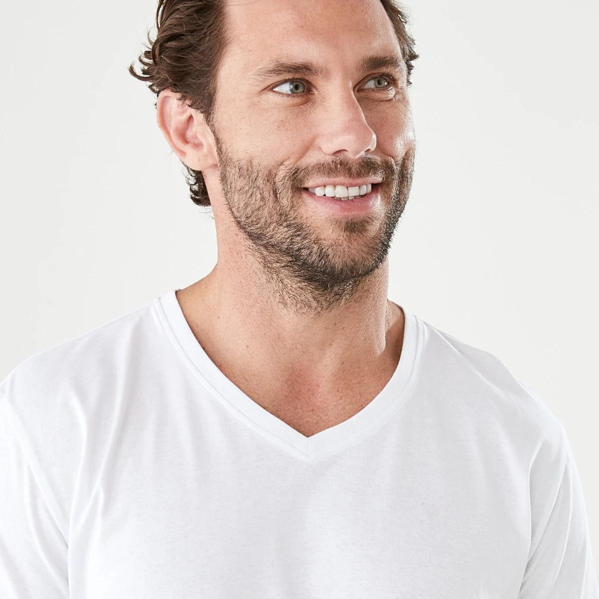 4 Plain V-Neck T-shirt WHITE, 4 of 5