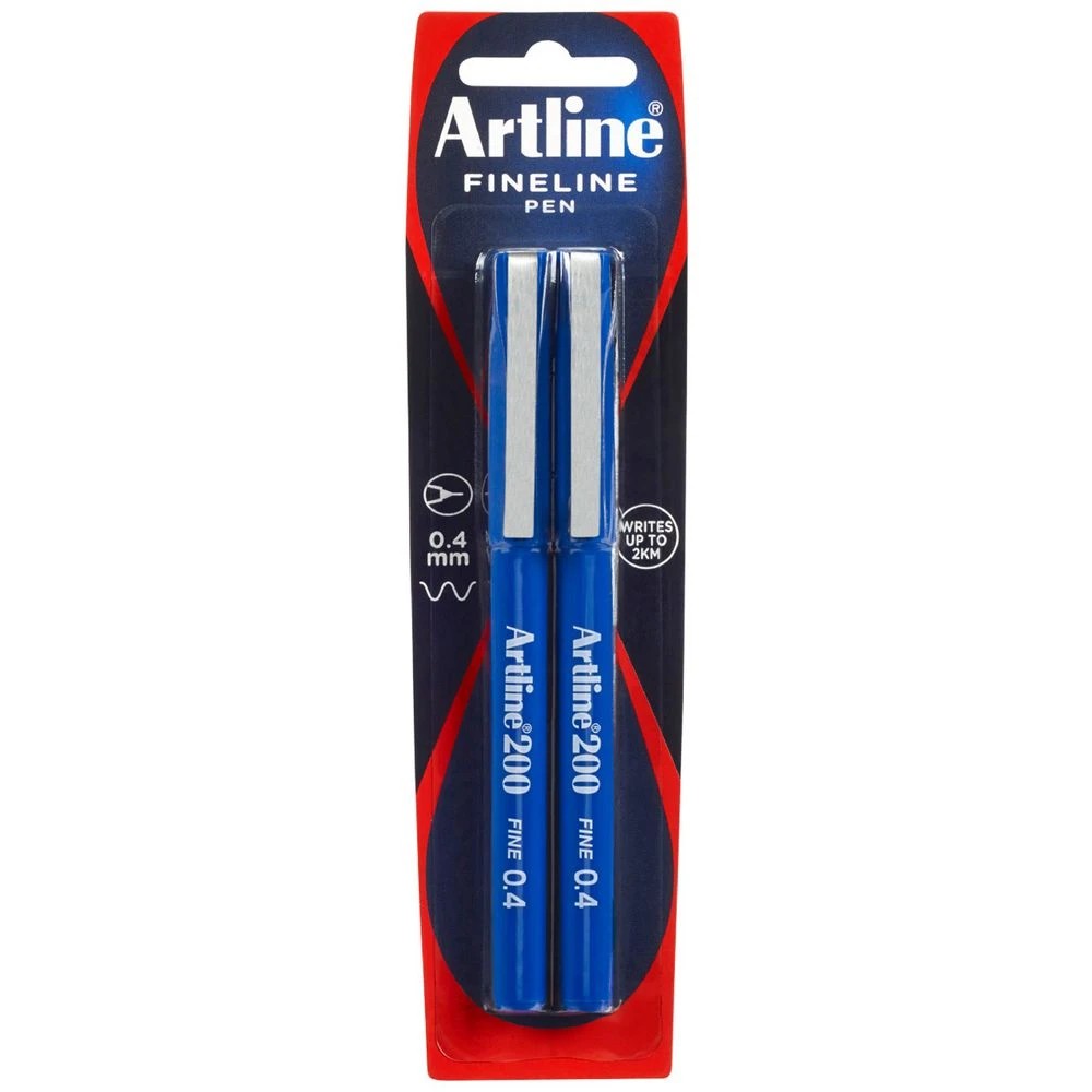 1 Artline 200 Fineliner 0.4mm Blue 2 Pack, 1 of 2