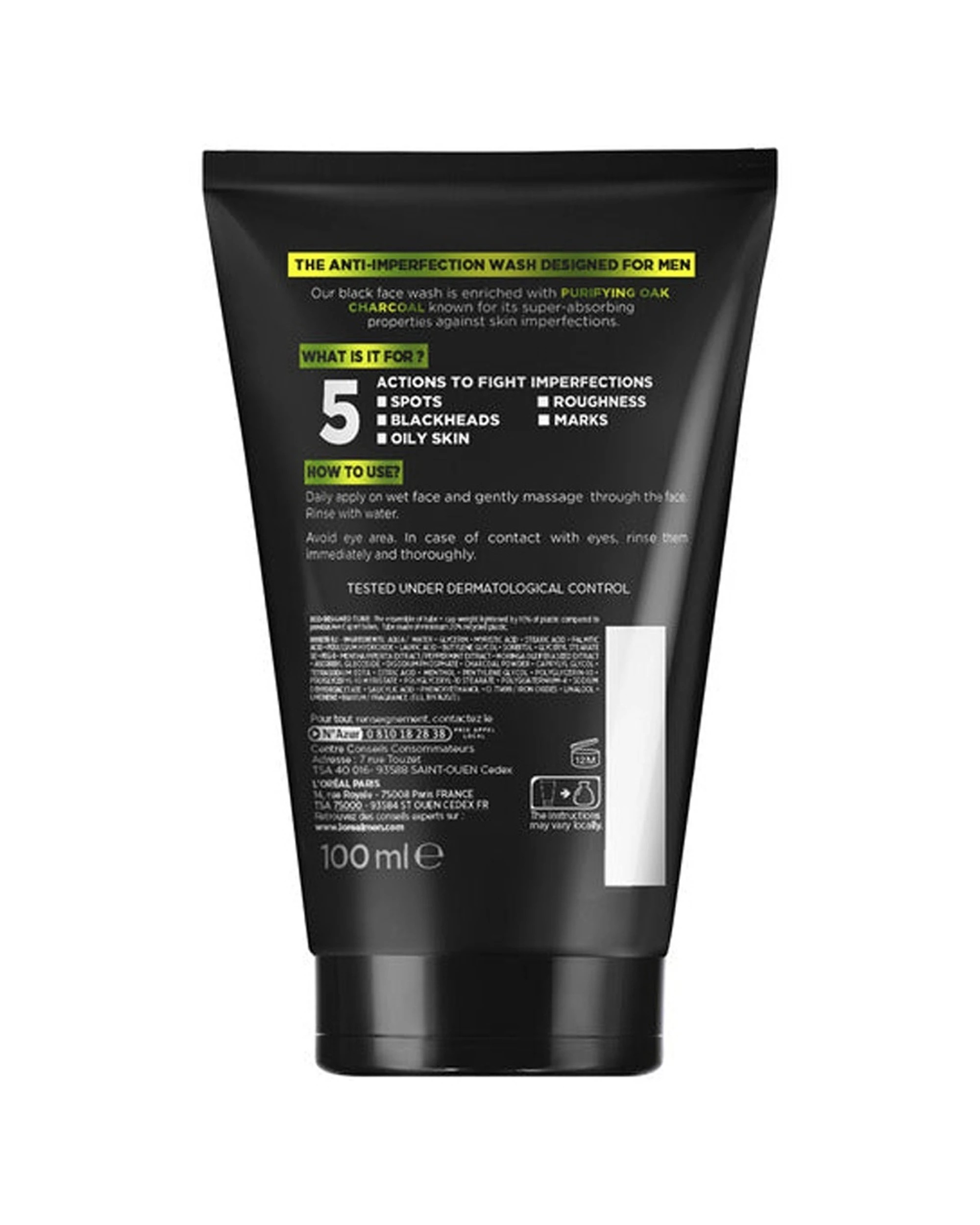 2 L'Oreal Paris Men Pure Charcoal Wash Oily Acne Prone Skin Cleanser 100ml - Black, 2 of 3