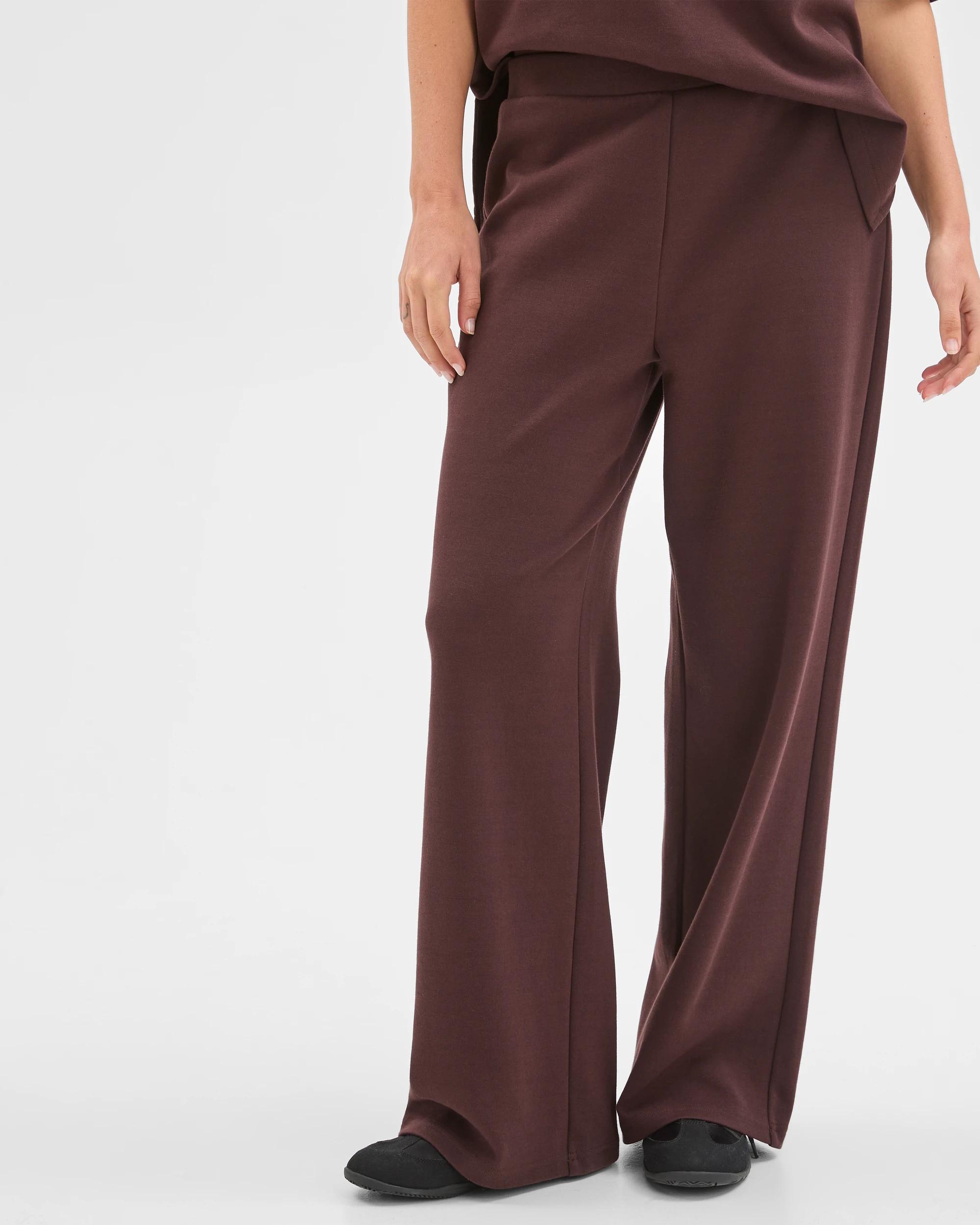5 Target Woman Australian Cotton Blend Wide Leg Interlock Pants CHOCOLATE PLUM, 5 of 7