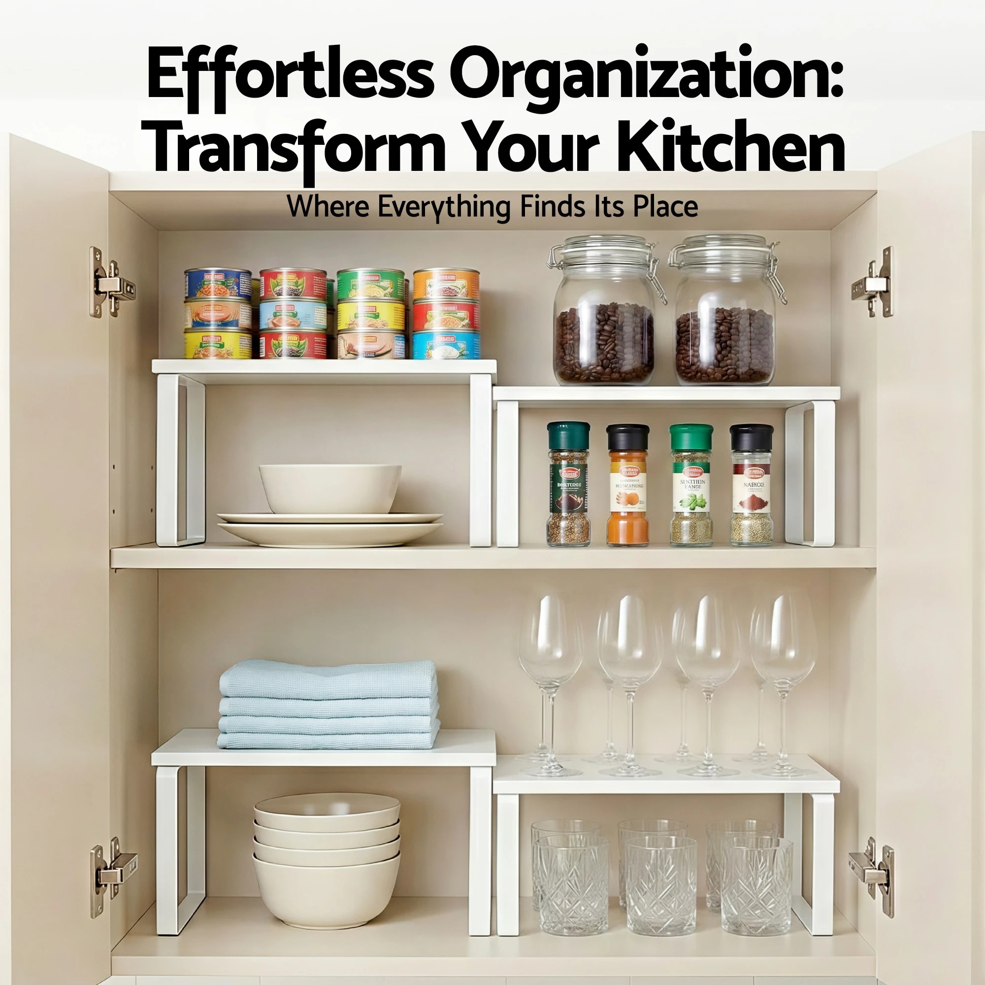 5 Cefito Kitchen Storage Shelves Rack Cupboard Cabinet Organiser Set of 2 - White, 5 of 9