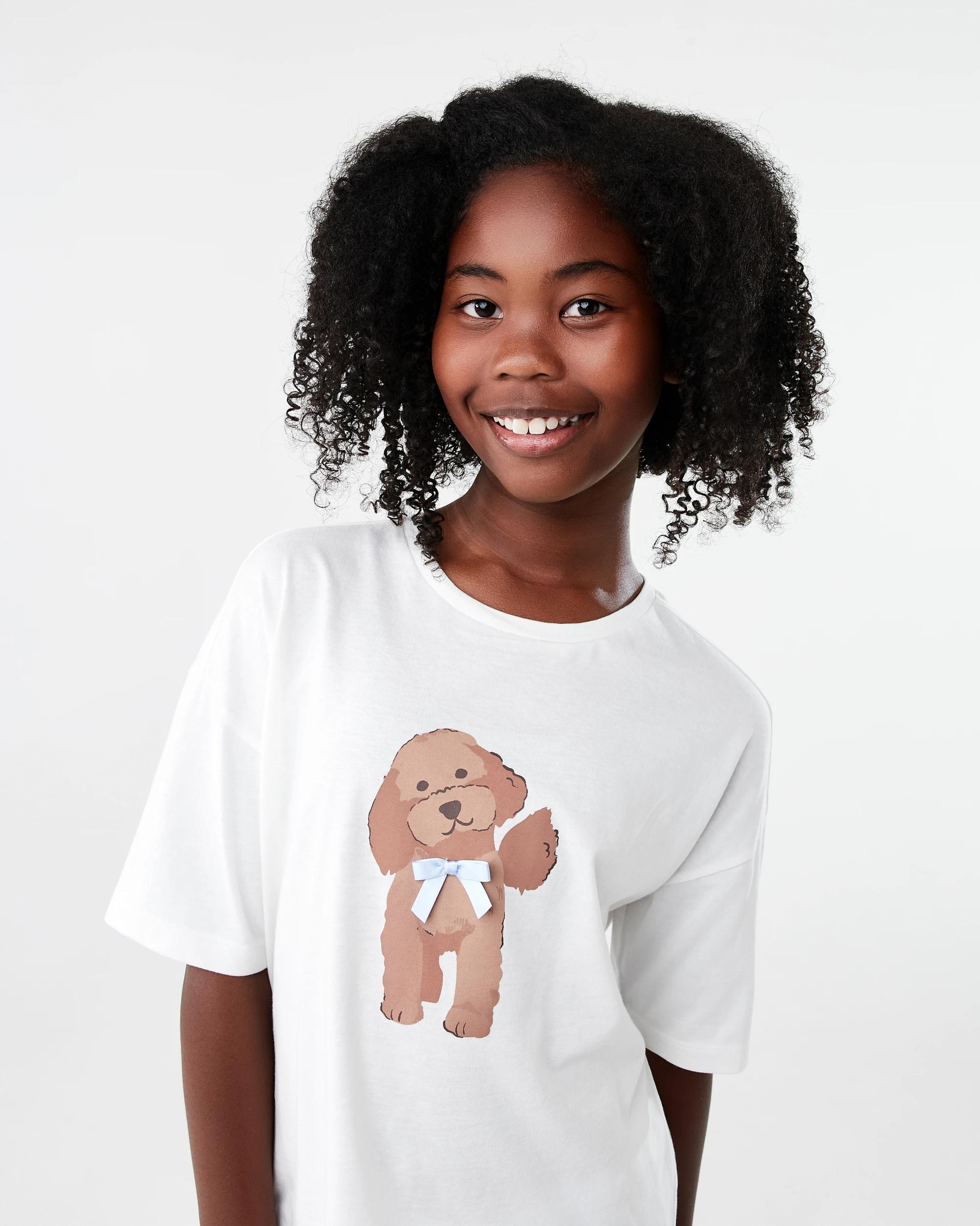 3 Wide Leg Jersey Pyjama Set Wht Pups, 3 of 6