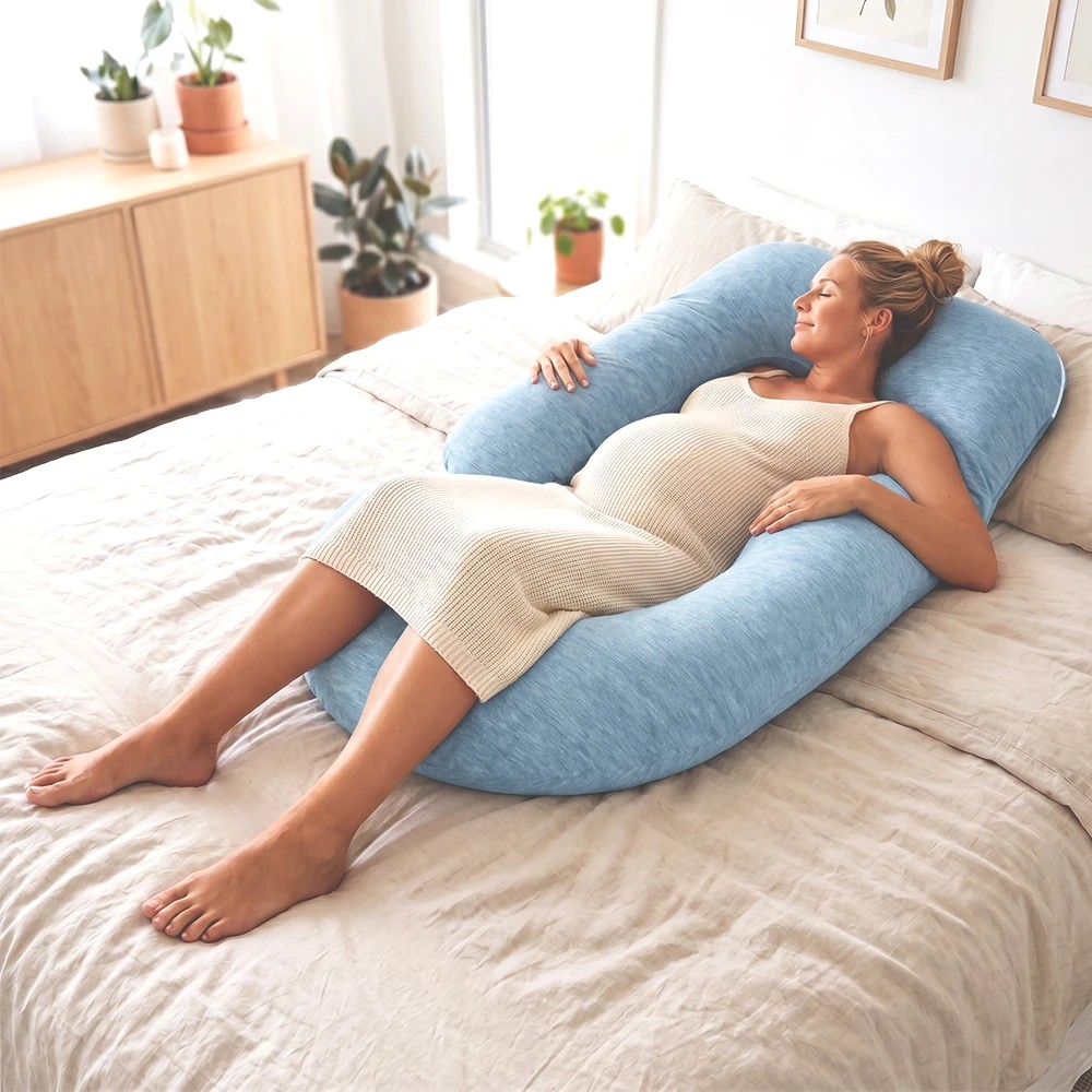 3 PlayPals Cooling Pregnancy Pillow U-shaped Maternity Sleeping Body Support - Blue, 3 of 3