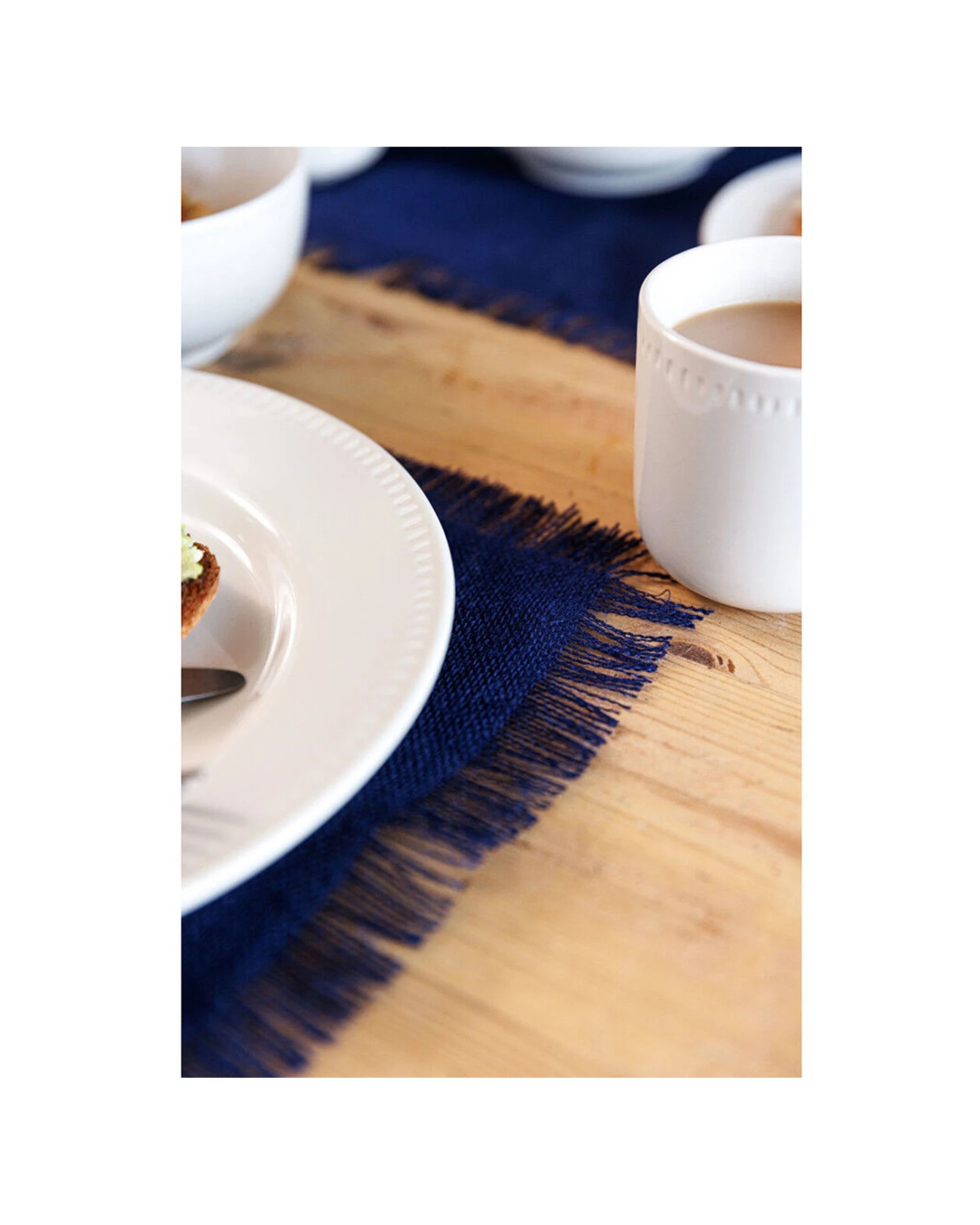 4 Mikasa 4pc Rectangle Jute Placemats Set Rustic Frayed Edges Durable - Blue, 4 of 7
