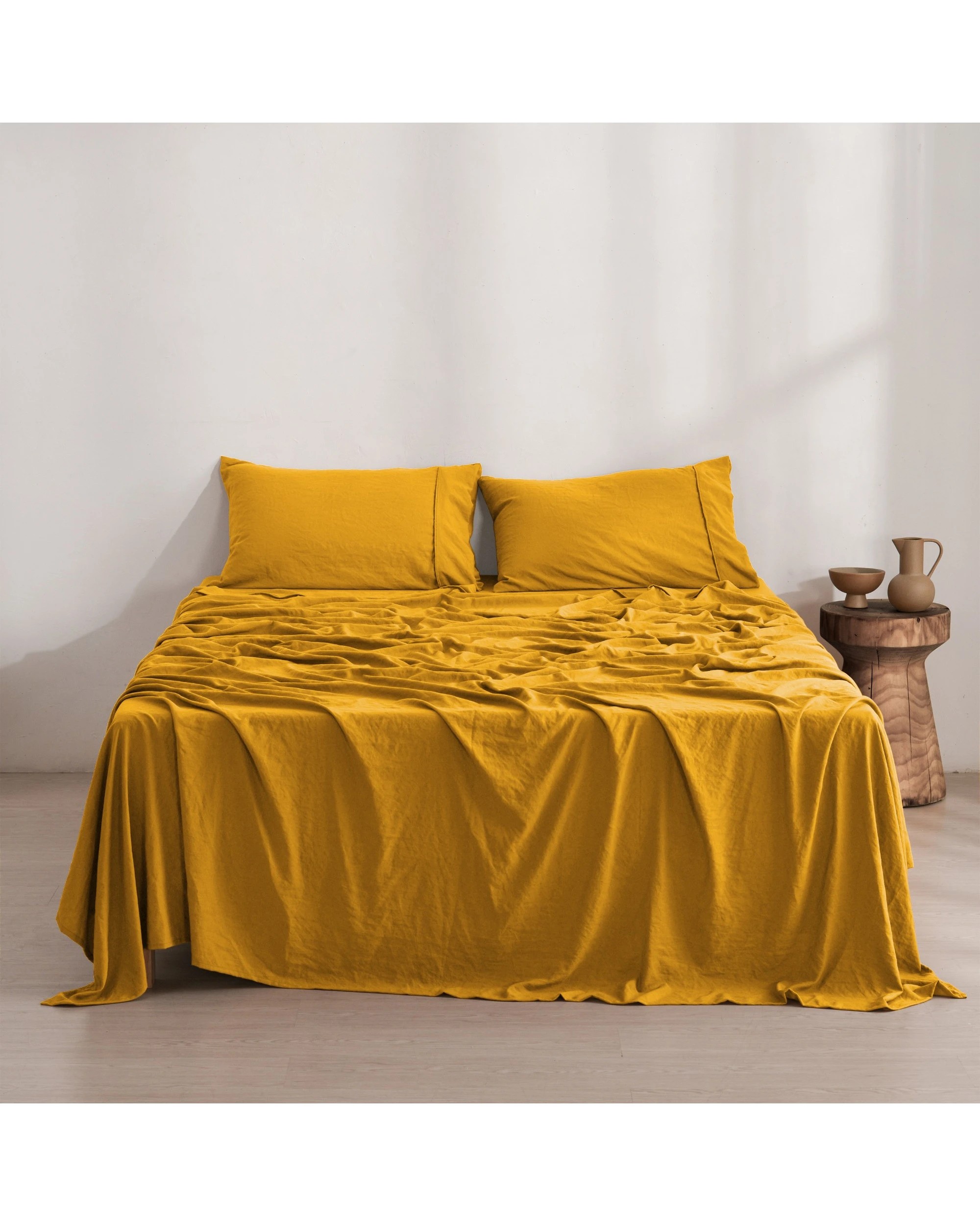 9 Dreamaker Superfine Washed Microfibre Sheet Set - Queen Bed - Mustard, 9 of 10