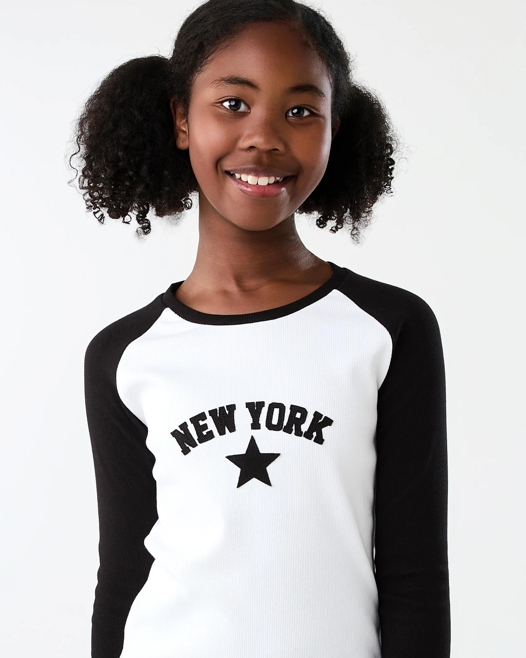 3 Long Sleeve Rib Top Blck Star, 3 of 7