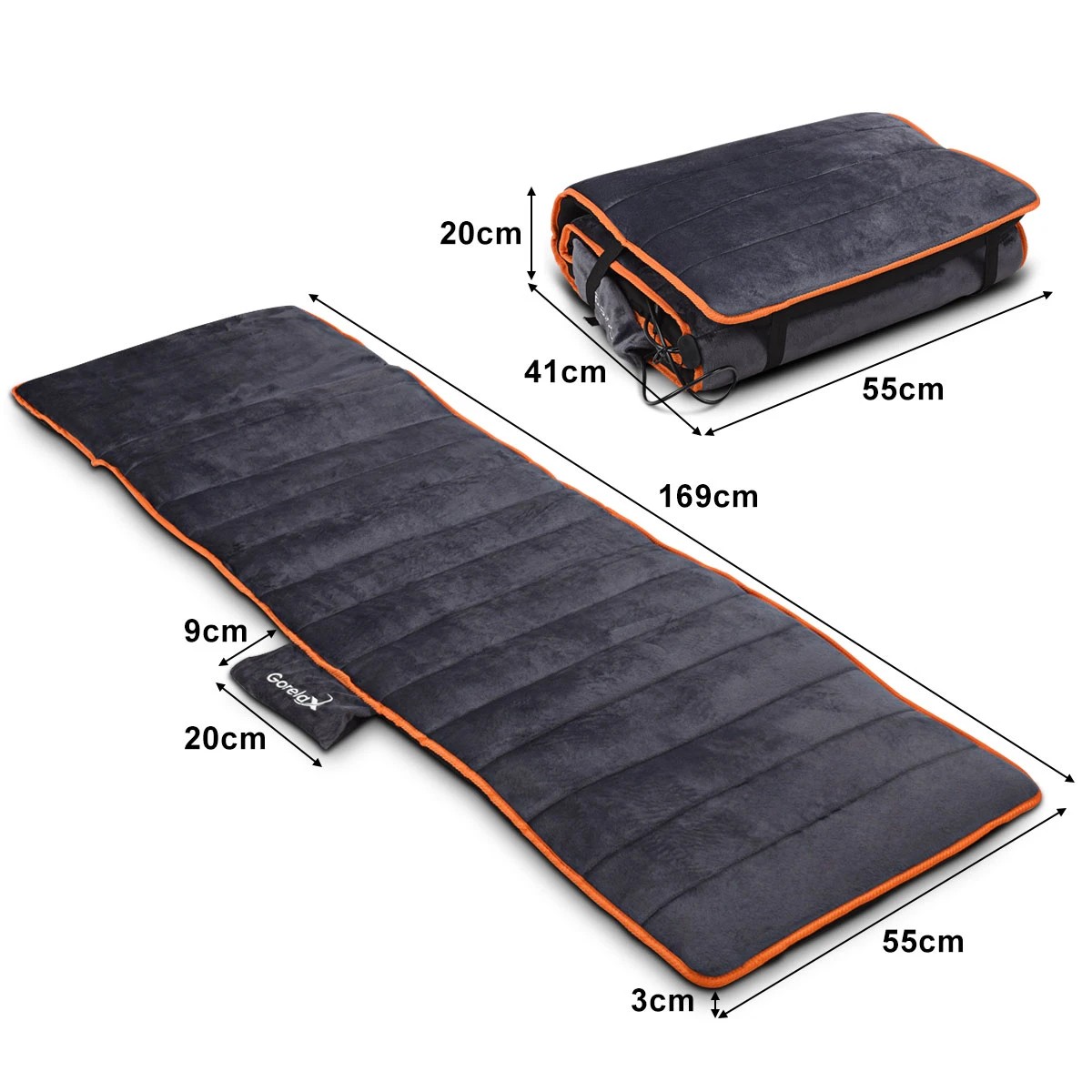 2 Costway 10 Motors Full Body Massager w/Heat Plush Massager Mat, 2 of 4