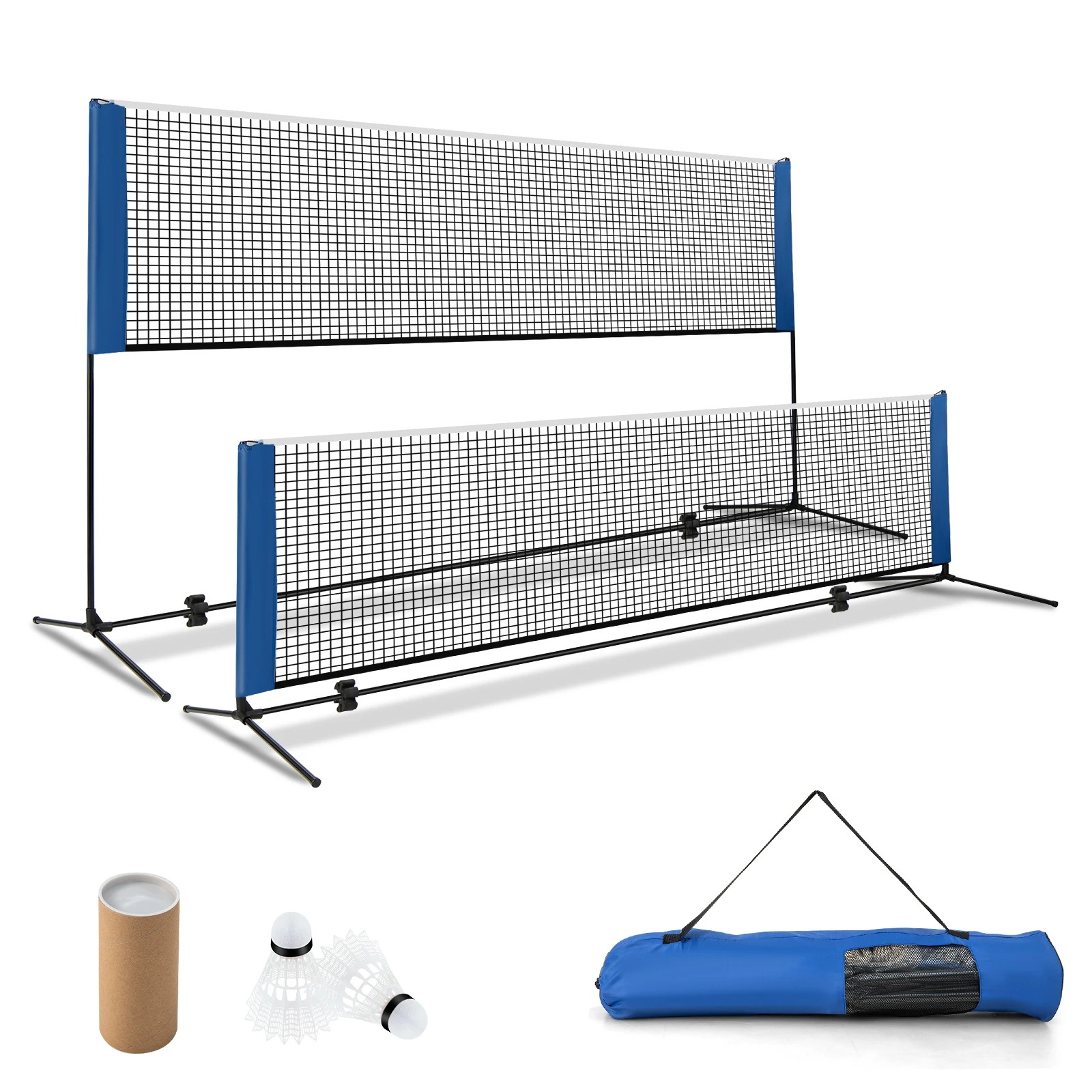 1 Costway 4.2m Badminton Tennis Net Ajustable Volleyball Pickleball Net Stand Outdoor Sports - Blue, 1 of 1