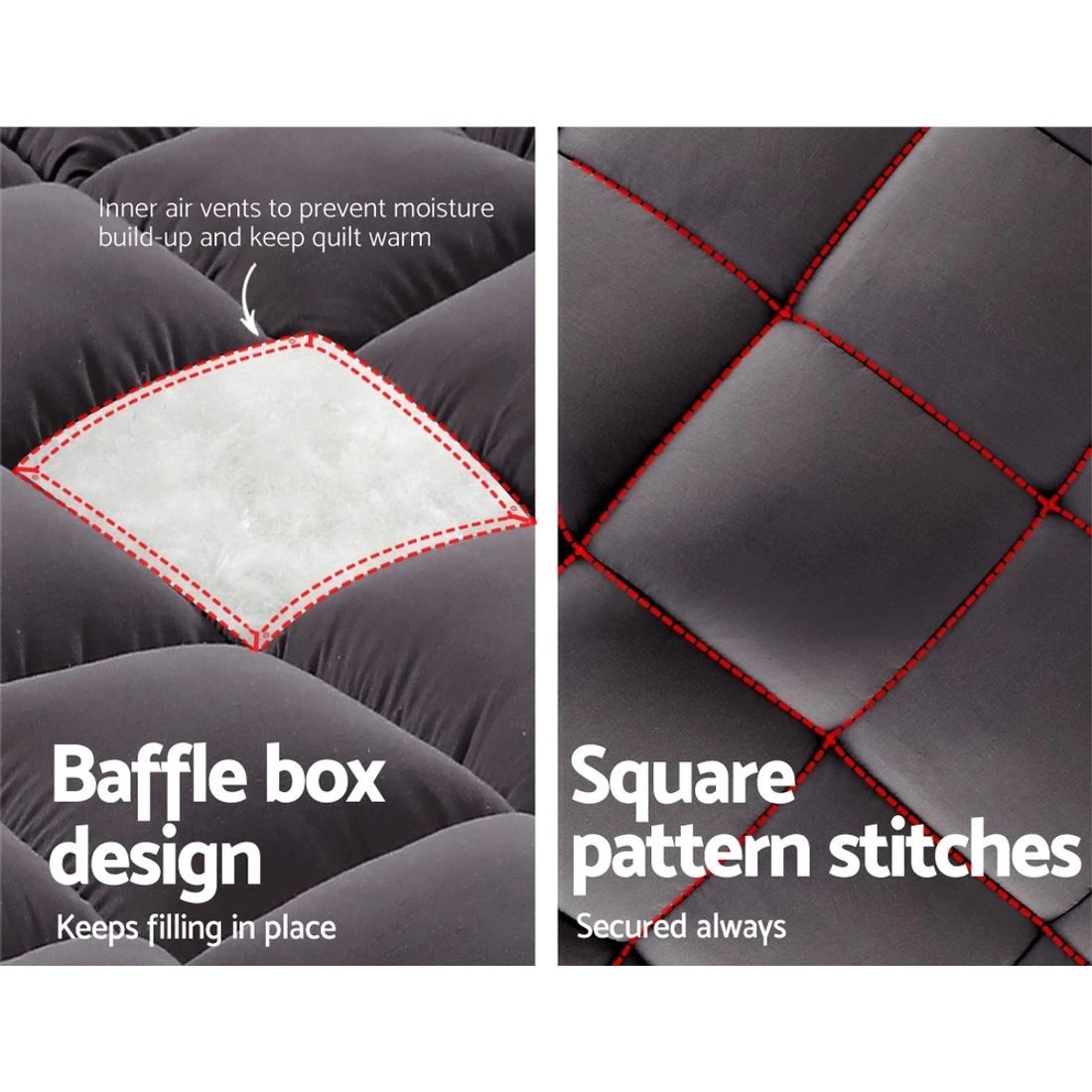 7 Giselle Mattress Topper King - Charcoal - Charcoal, 7 of 8