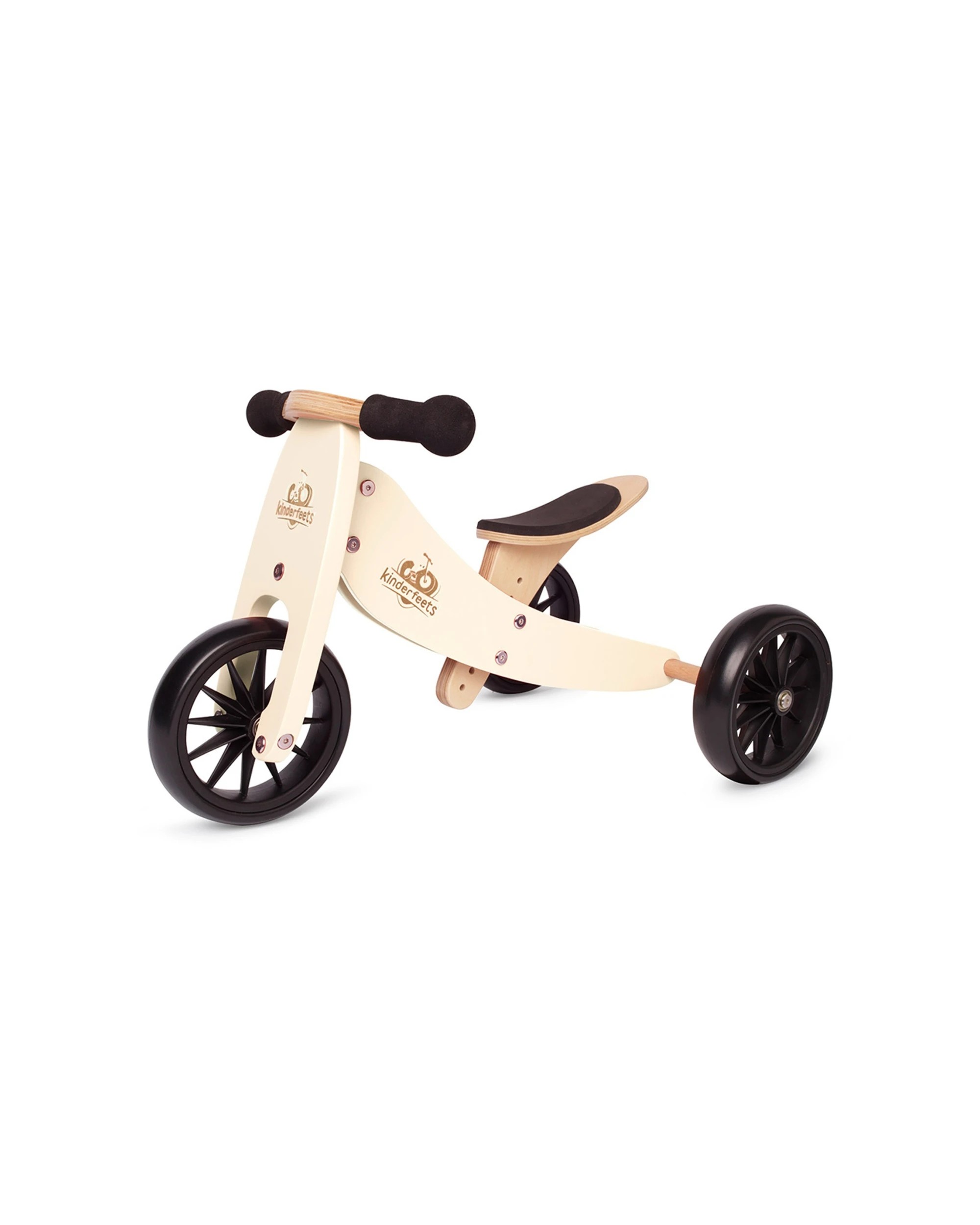 1 Kinderfeets 2-in-1 Wooden Balance Bike And Trike Cream Kids Ride-on Toy 12-24 Months - No Colour, 1 of 2