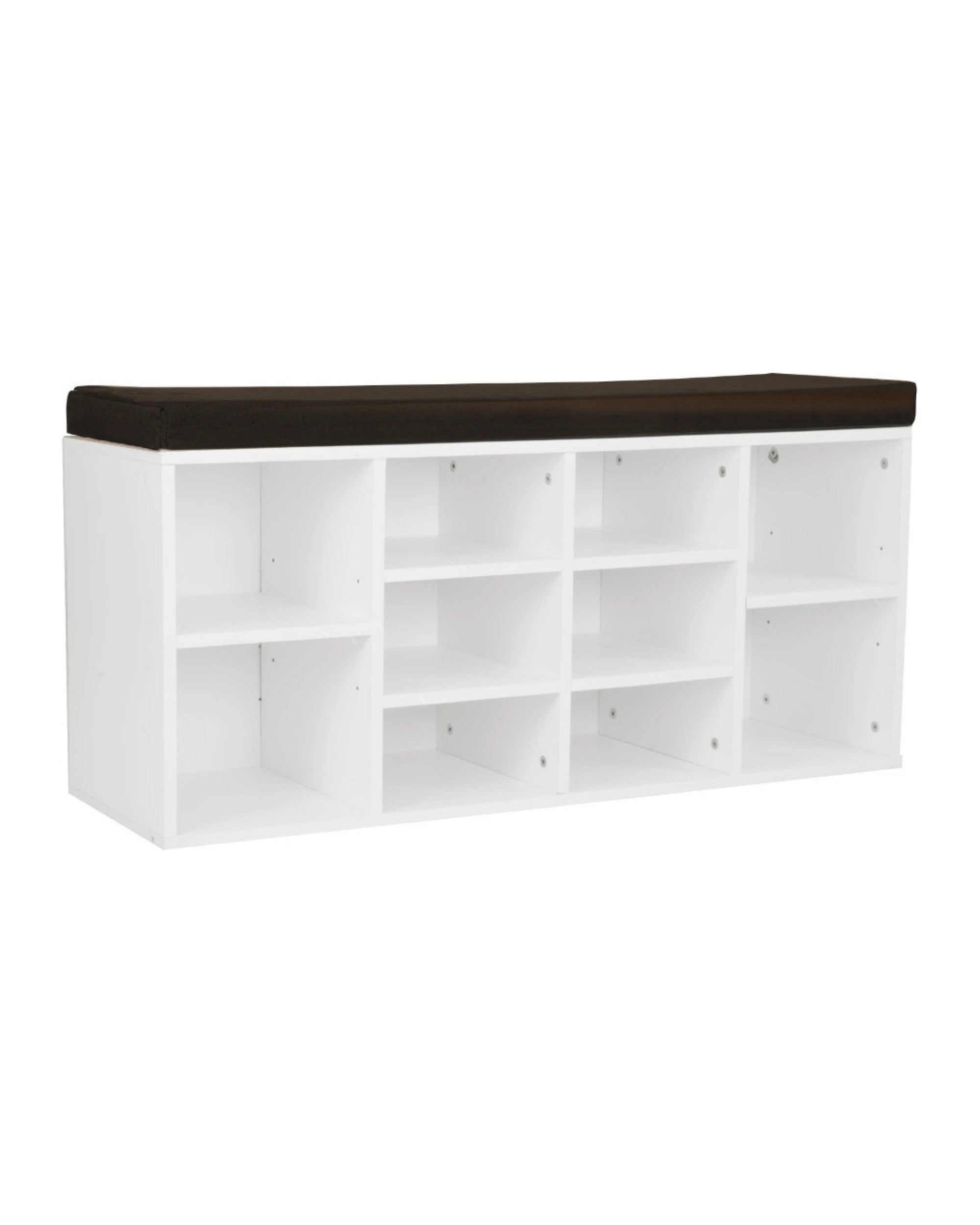 1 Shoe Rack Cabinet Organiser Brown Cushion - 104 x 30 x 45 - White, 1 of 8