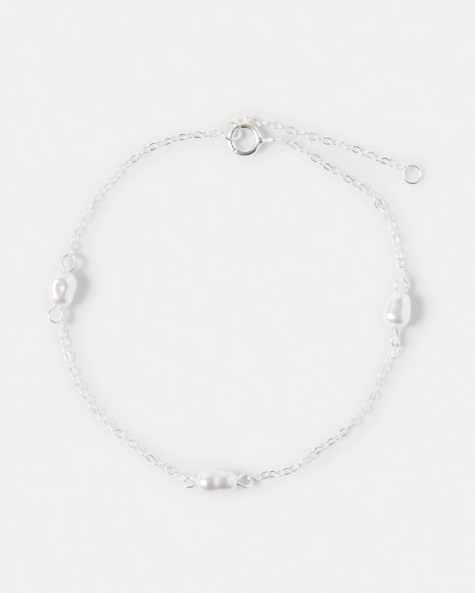 1 Sterling Silver 925 Faux Pearl Bracelet Silver, 1 of 4