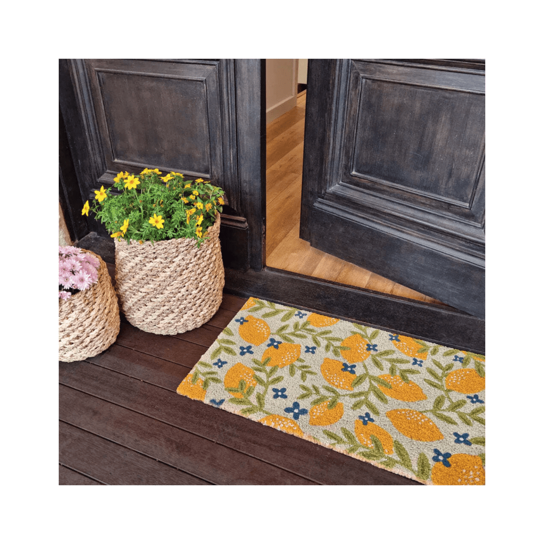 3 J.elliot Home Lemons 45x75cm Door Mat Floor Area Rug Pvc Backed Coir Rectangle
 - Multi, 3 of 3