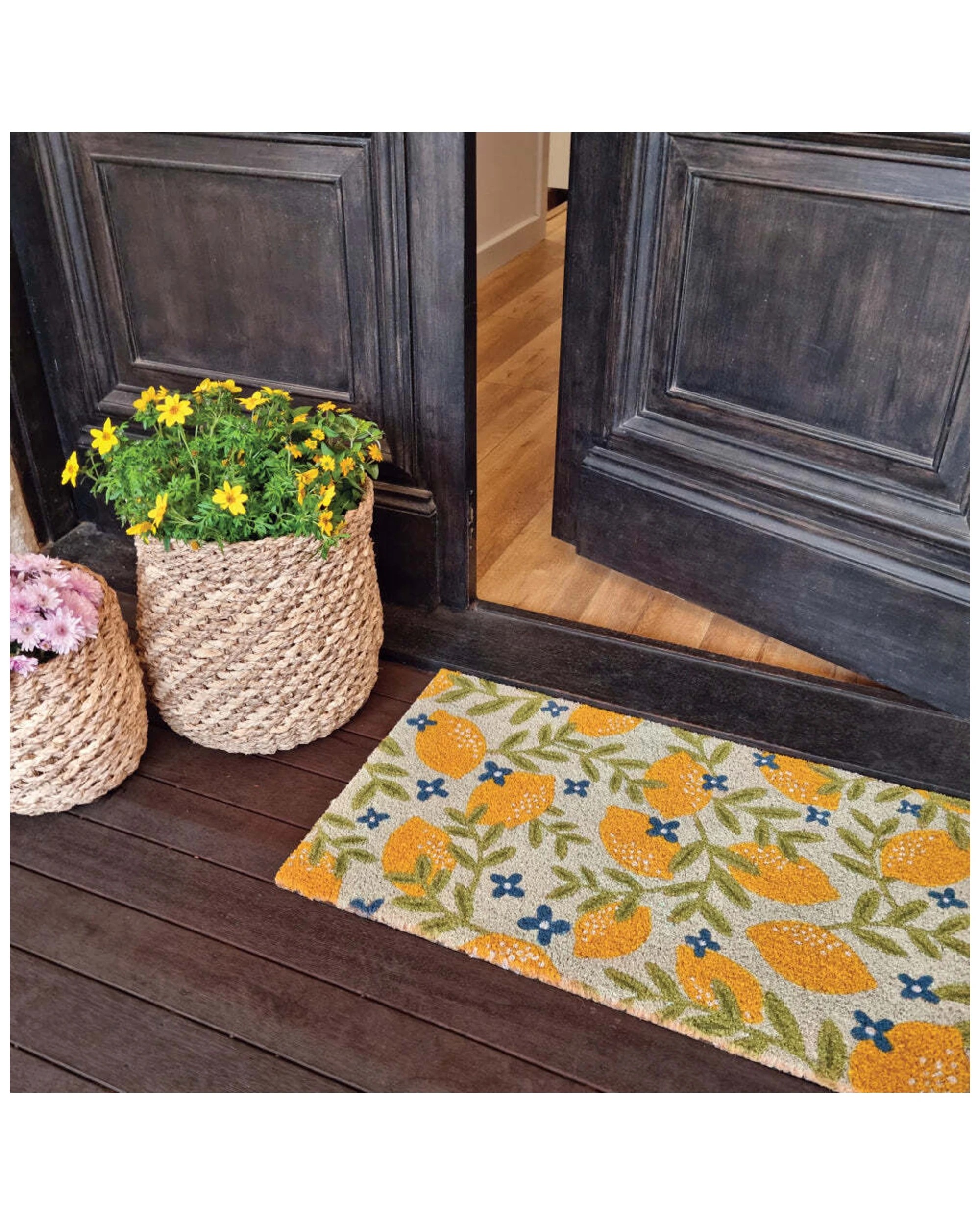 3 J.elliot Home Lemons 45x75cm Door Mat Floor Area Rug Pvc Backed Coir Rectangle
 - Multi, 3 of 3