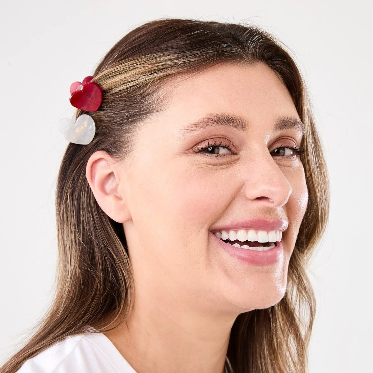 3 4 Pack Red and White Mini Heart Hair Claw Clips, 3 of 4