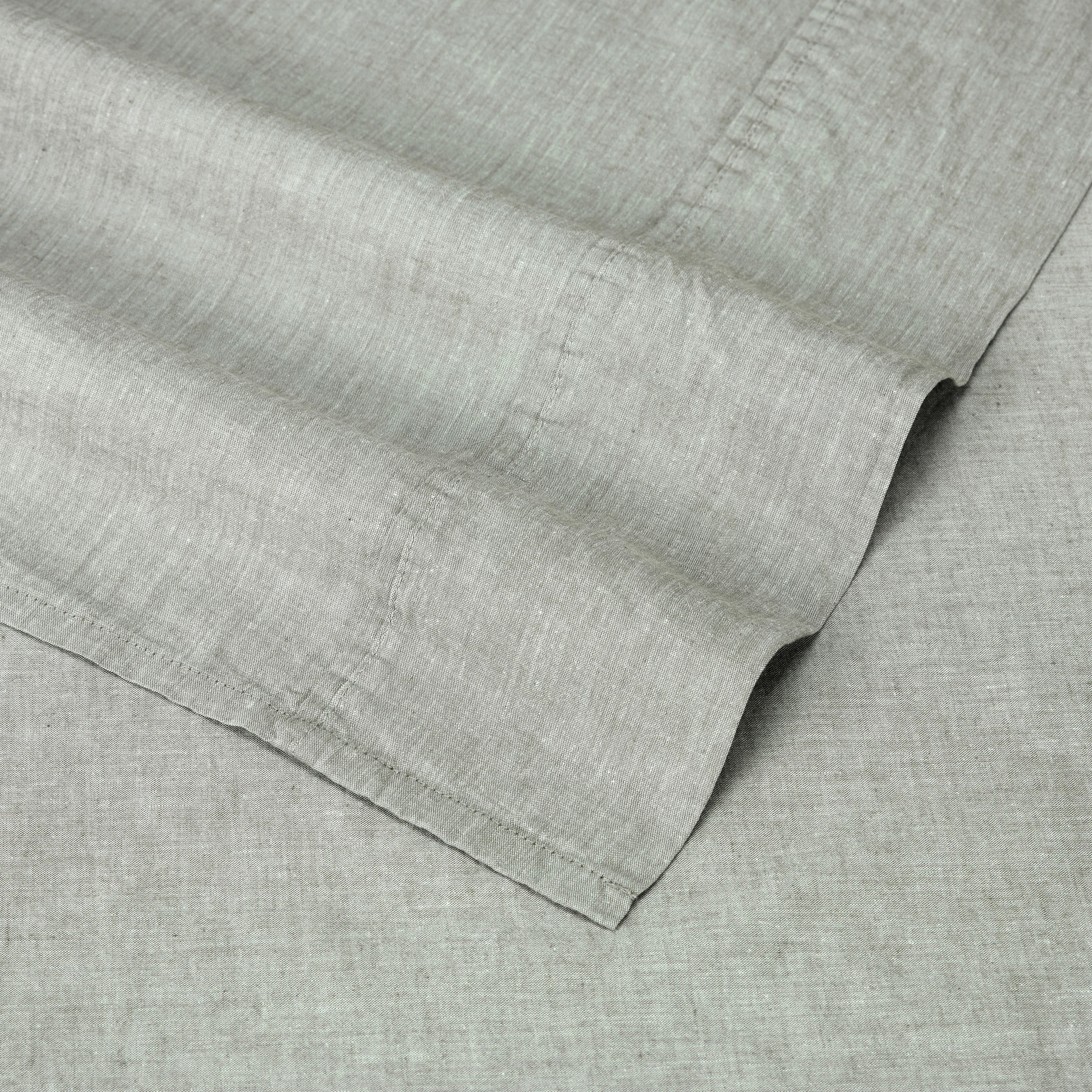 4 Stonewashed Chambray Cotton Sheet Set - Double Bed, Sage, 4 of 7