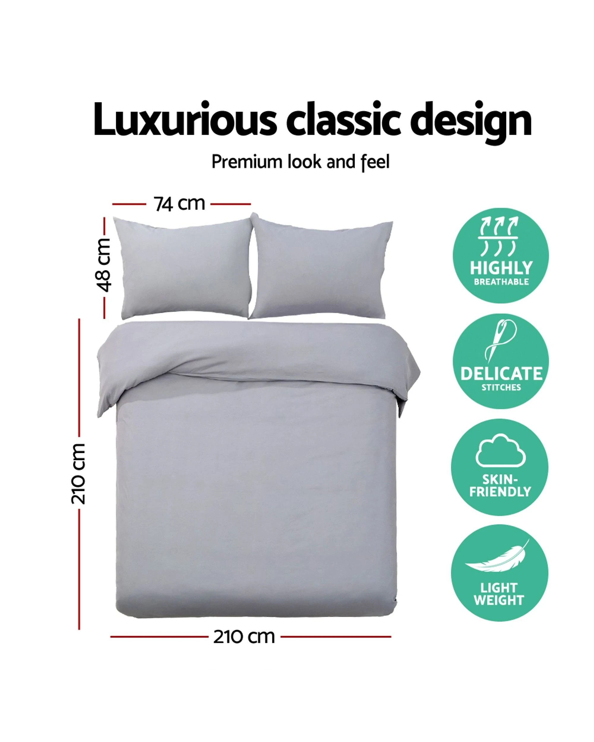 2 Giselle Bedding Quilt Cover Set Classic Grey Queen
 - Queen Bed
 - Grey, 2 of 3