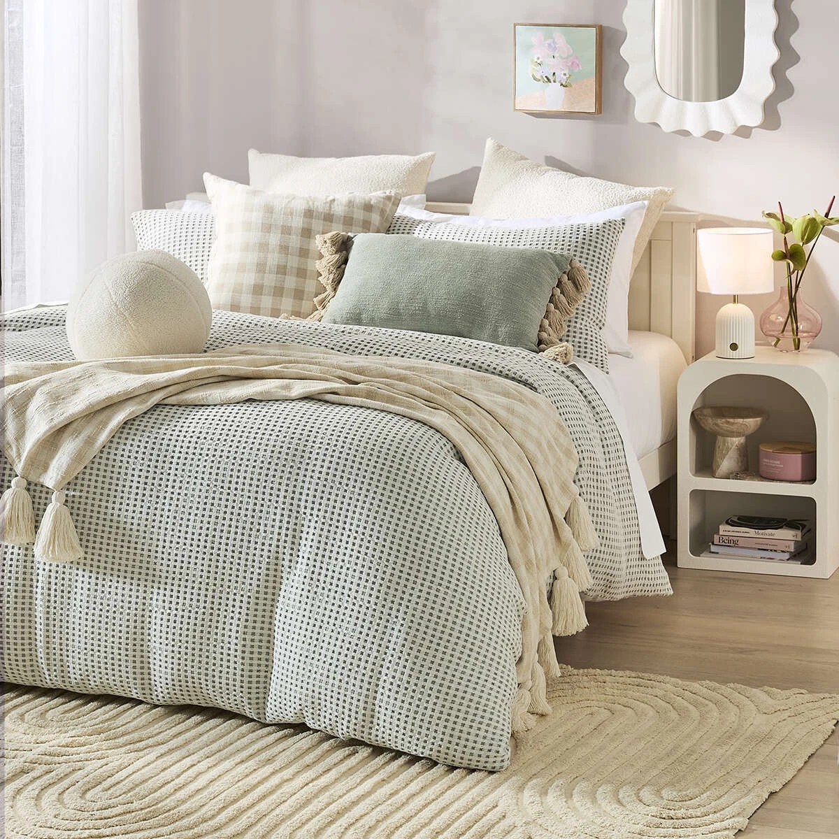 7 Dakota Cotton Quilt Cover Set - Queen Bed, Sage, 7 of 7