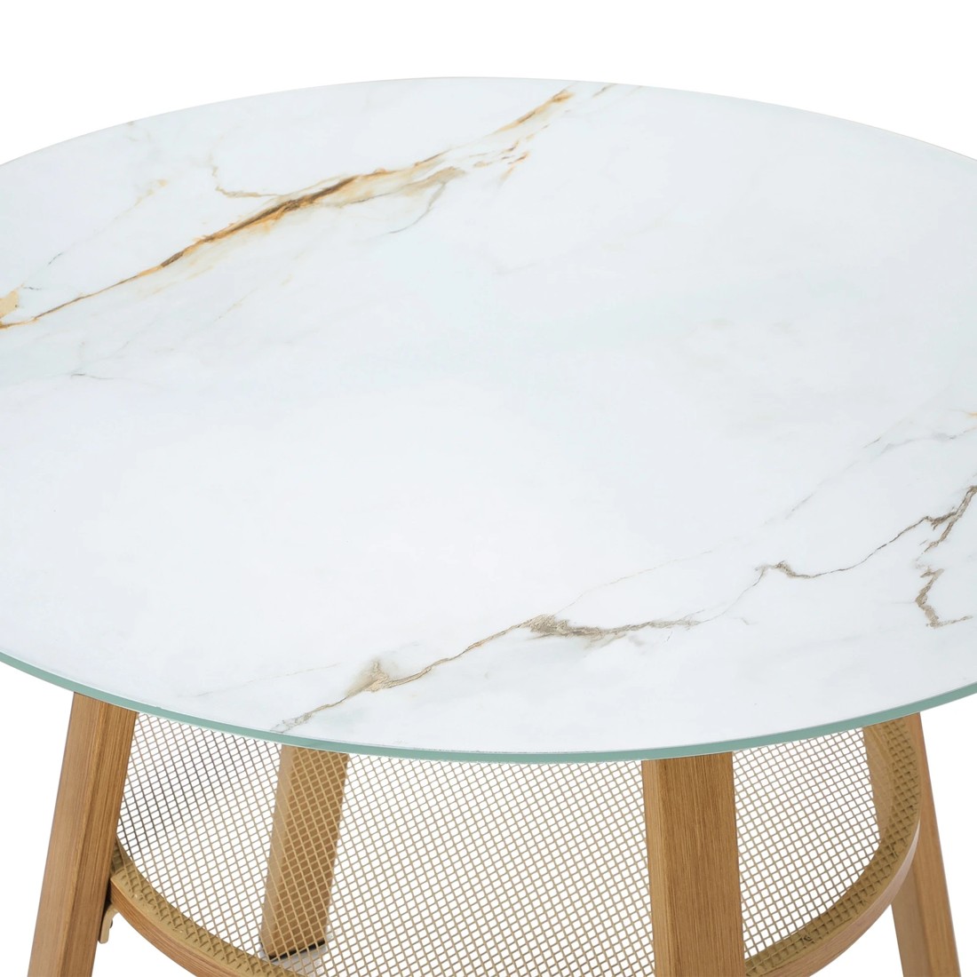 4 Livsip Outdoor Dining Table W/ Storage Shelf Patio Furniture 90cm
 - Brown, 4 of 10