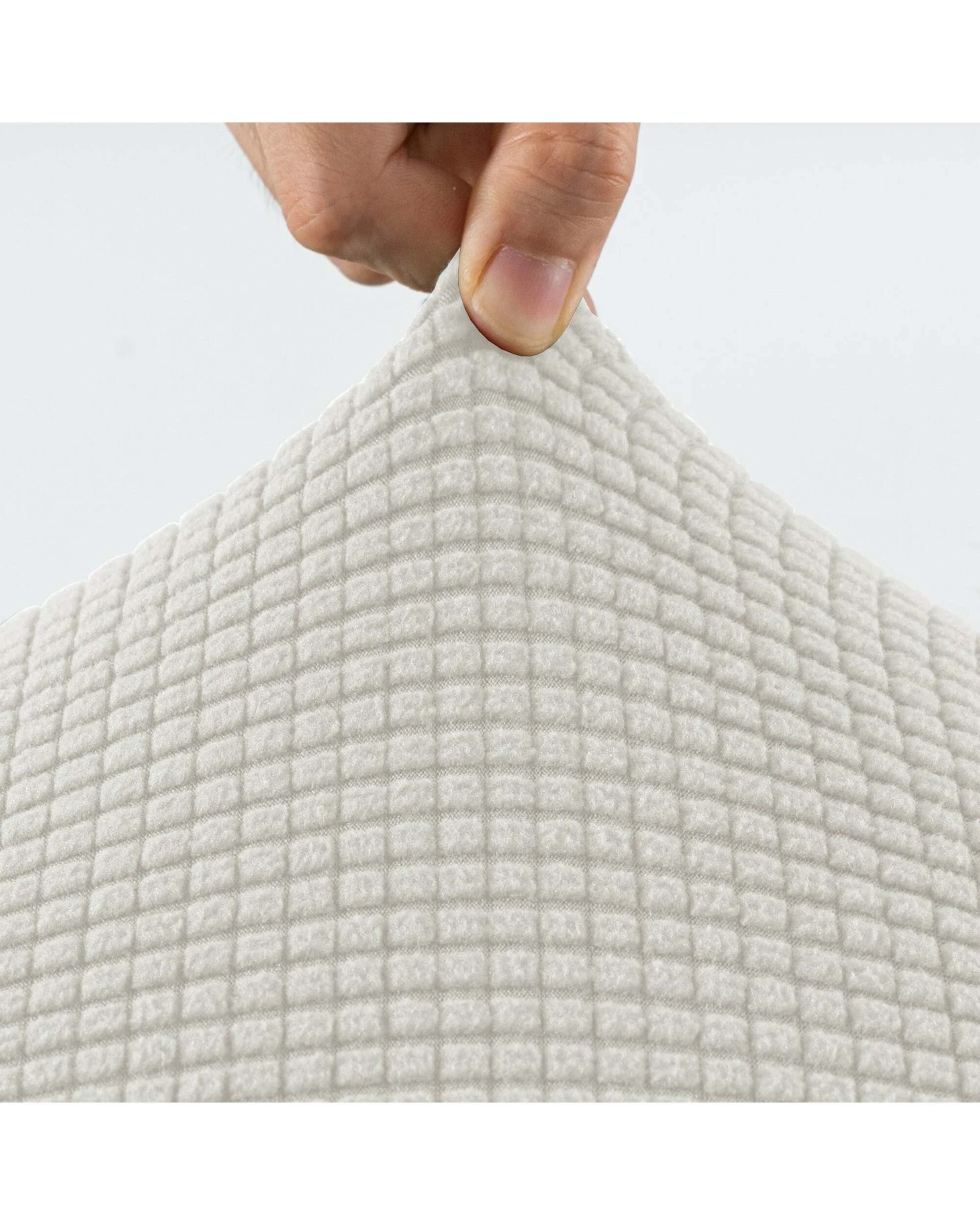 3 Smarcute 1 Seater High Stretch Jacquqard Textured Sofa Cover - Beige, 3 of 5