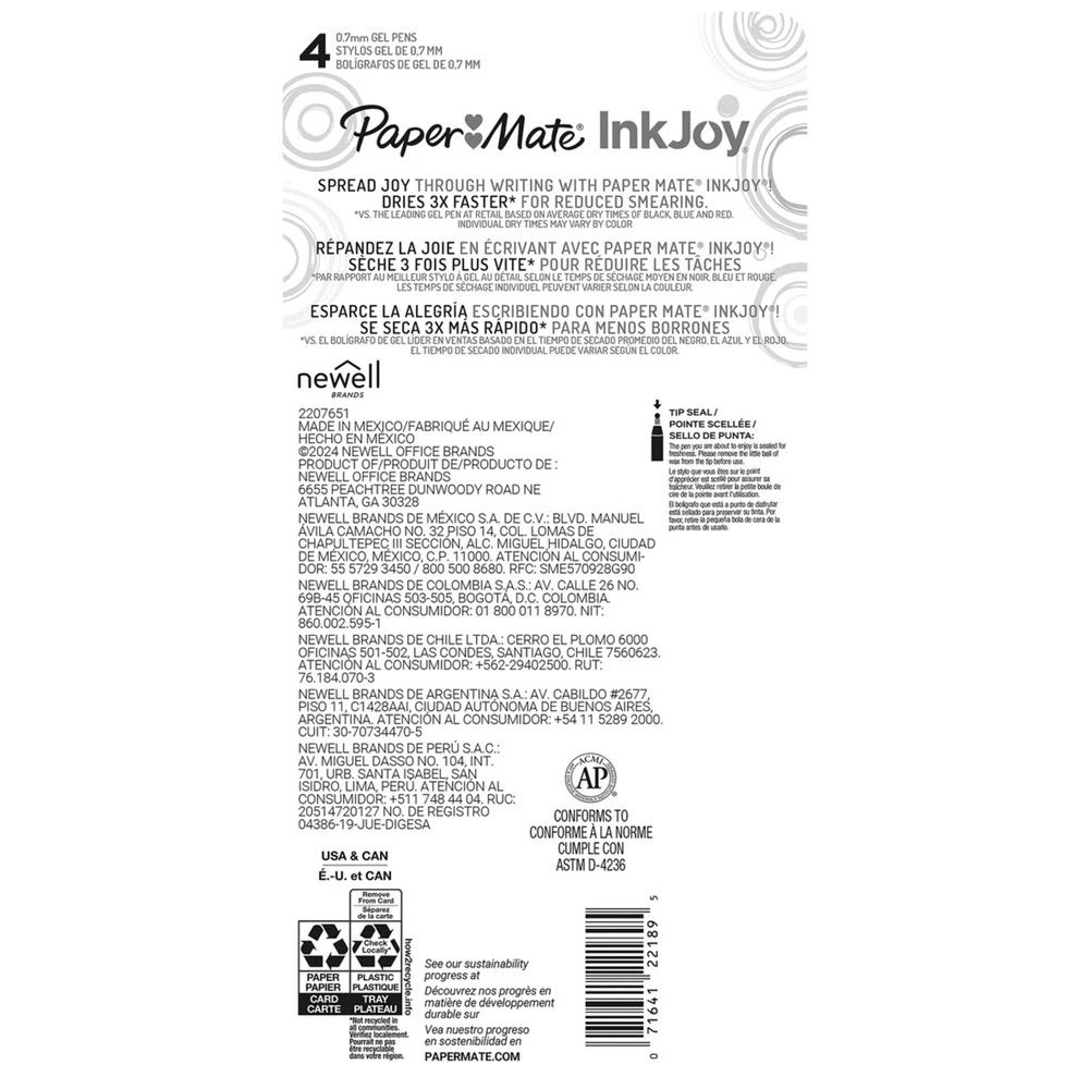 2 Paper Mate InkJoy Gel Pens 0.7mm Candy Pop 4 Pack, 2 of 9