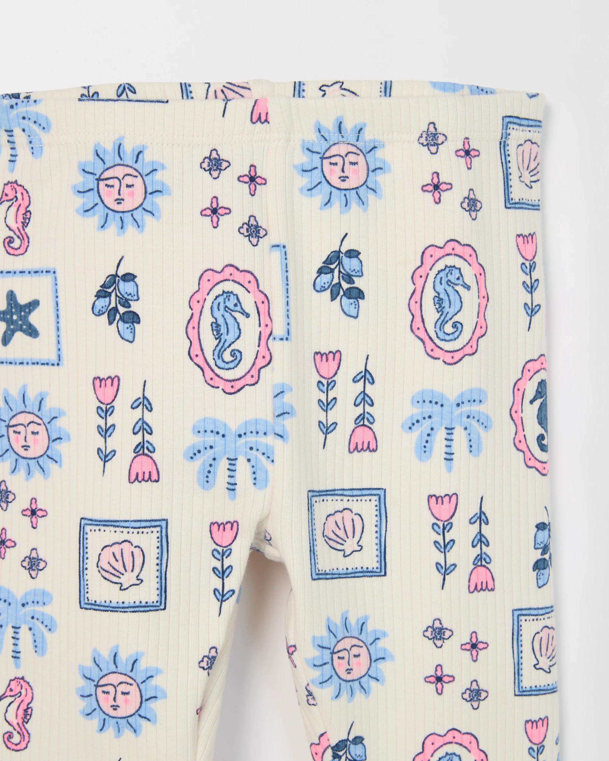 2 Target Baby Organic Cotton Ribbed Leggings SEA TILE GARDENIA CREAM, 2 of 2