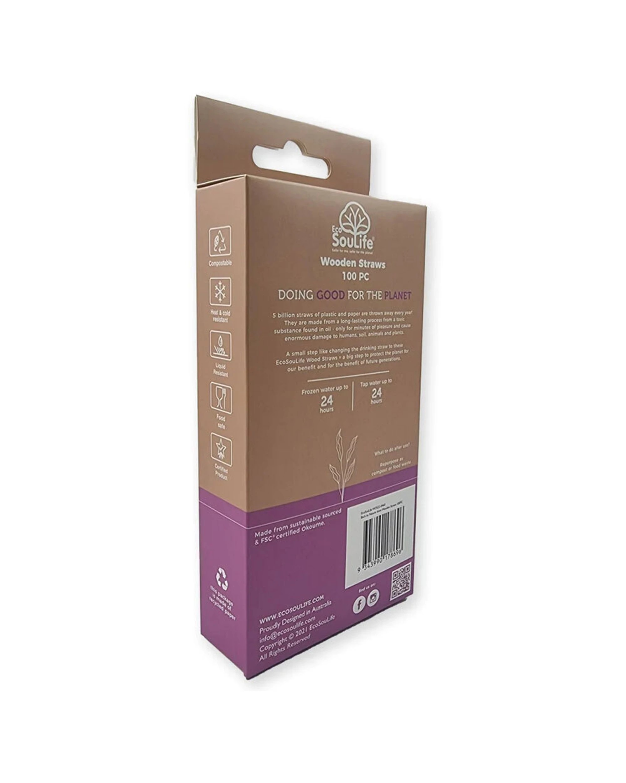 5 100pc Eco Soulife Disposable/compostable Biodegradable Wooden Drinking Straws
 - Natural, 5 of 5