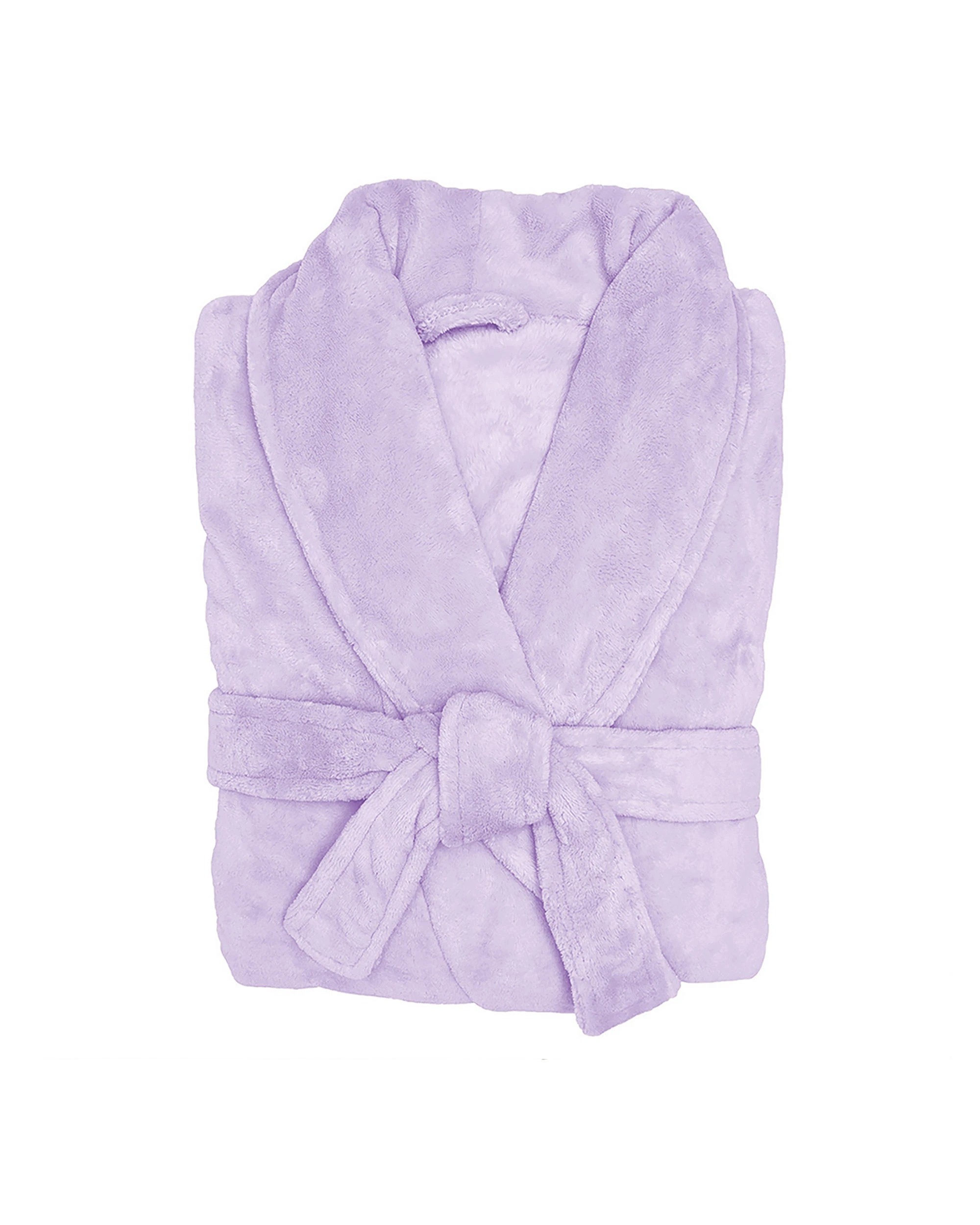 1 Bambury Soft Microplush Coral Fleece Bathrobe Dressing Gown Size Small/Medium Lilac - Purple, 1 of 3