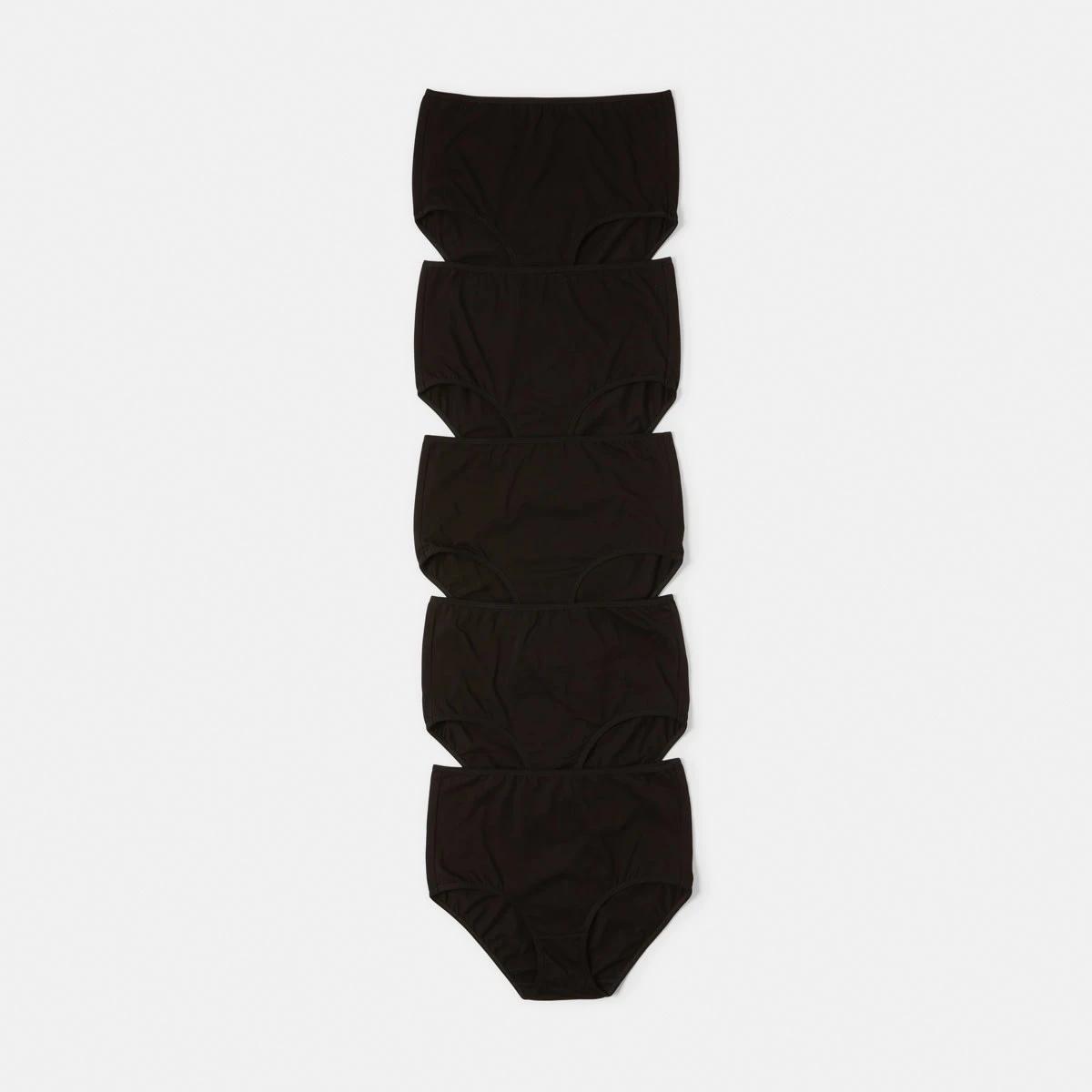 1 5 Pack Cotton Stretch Full Briefs BLACK, 1 of 6