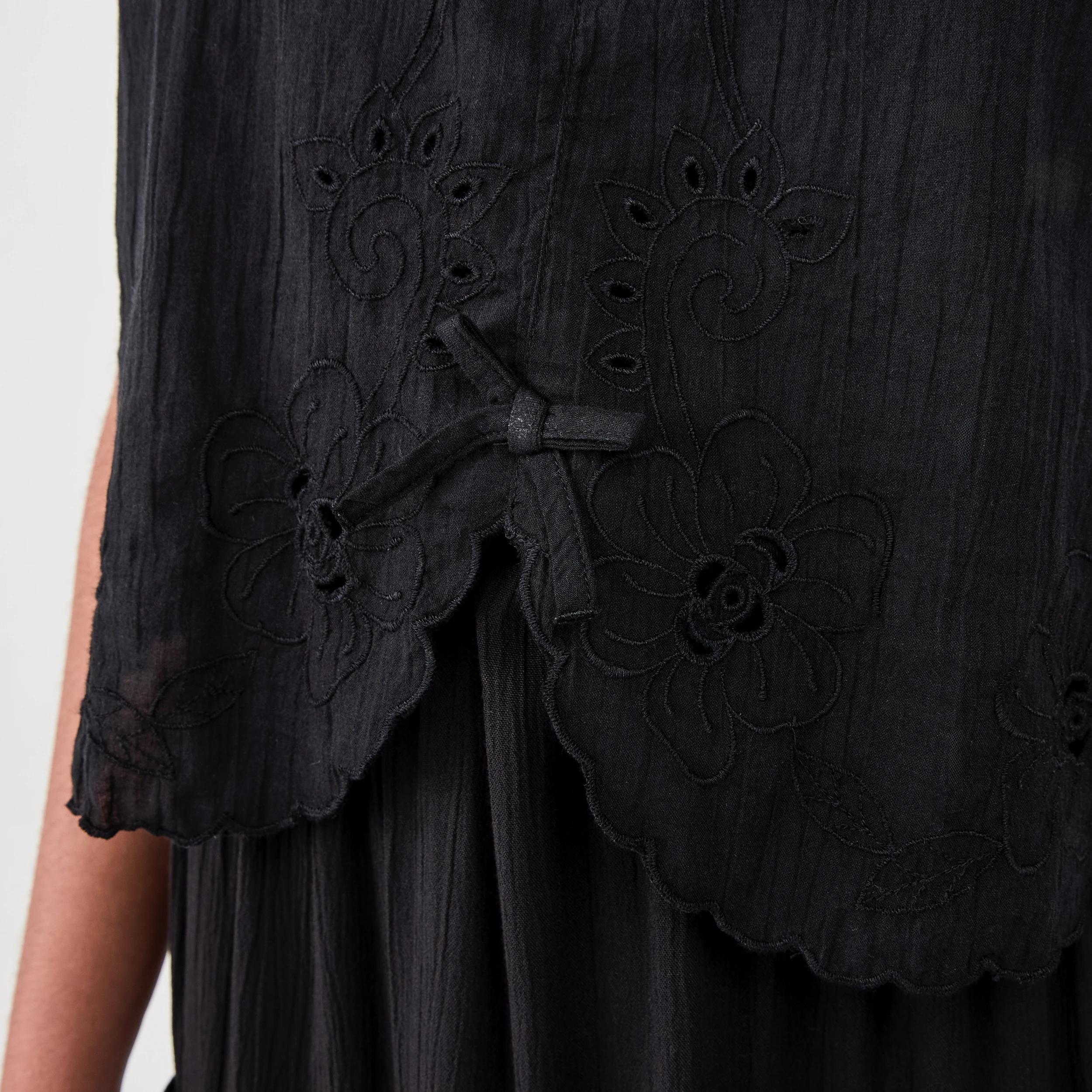 5 Woven Tie Front Top BLACK, 5 of 7