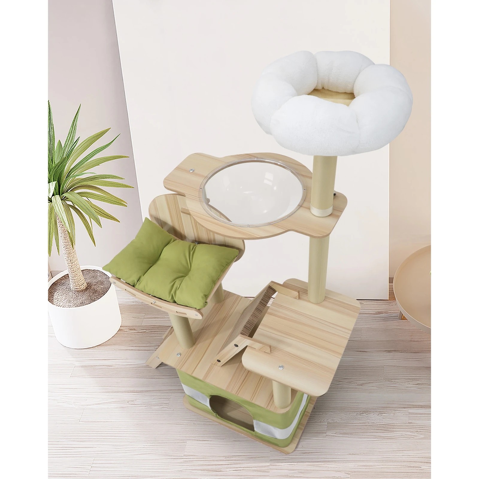 3 Alopet Cat Tree Tower Scratching Post Scratcher 152cm Condo House Bed Furniture
 - Natural, 3 of 8