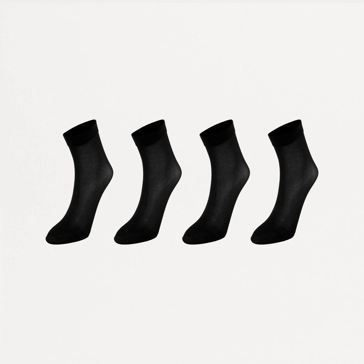 1 4 Pack Ankle High Pantyhose BLACK, 1 of 3