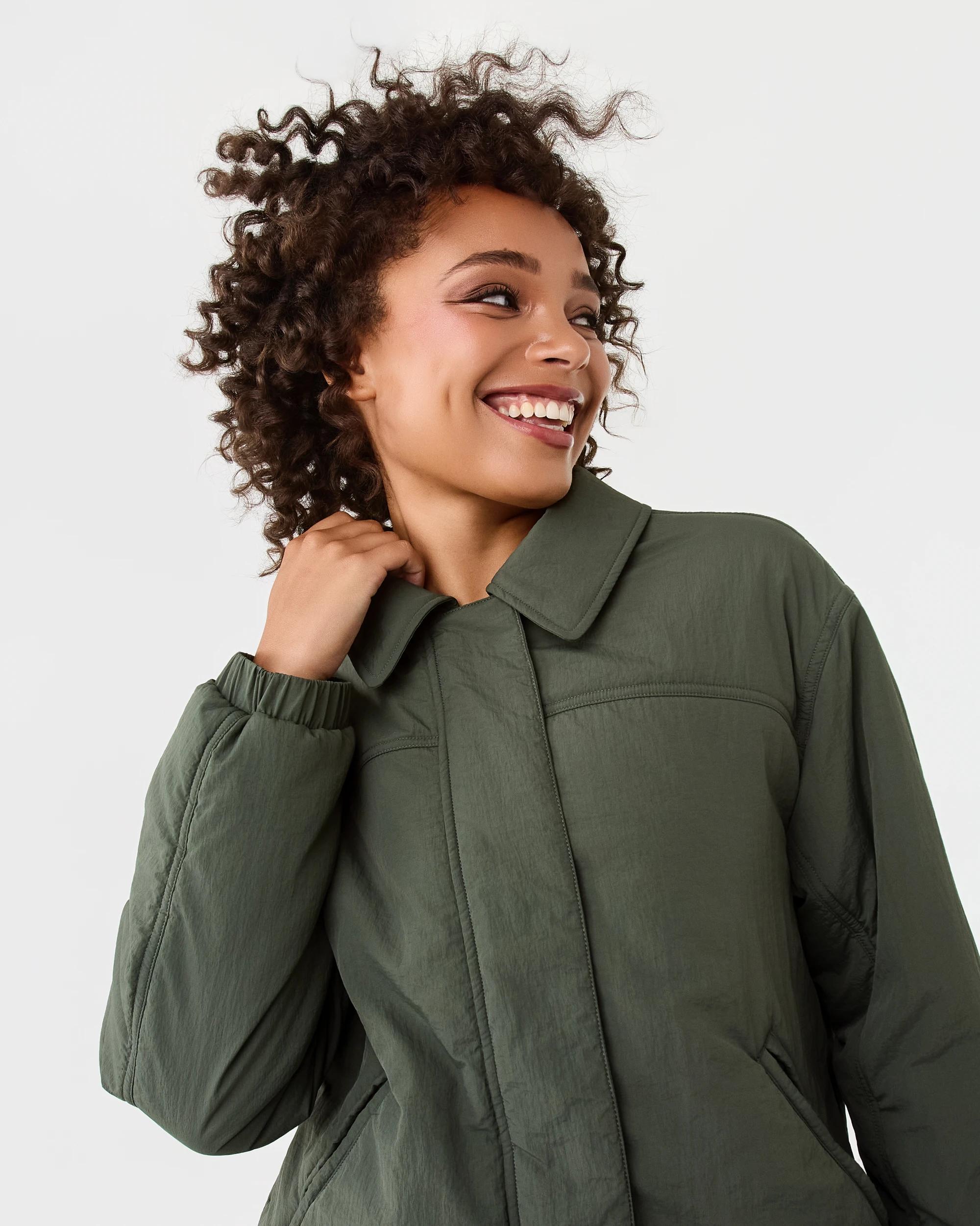 5 Active Womens Zip Through Sports Bomber Jacket Cargo Grn, 5 of 10