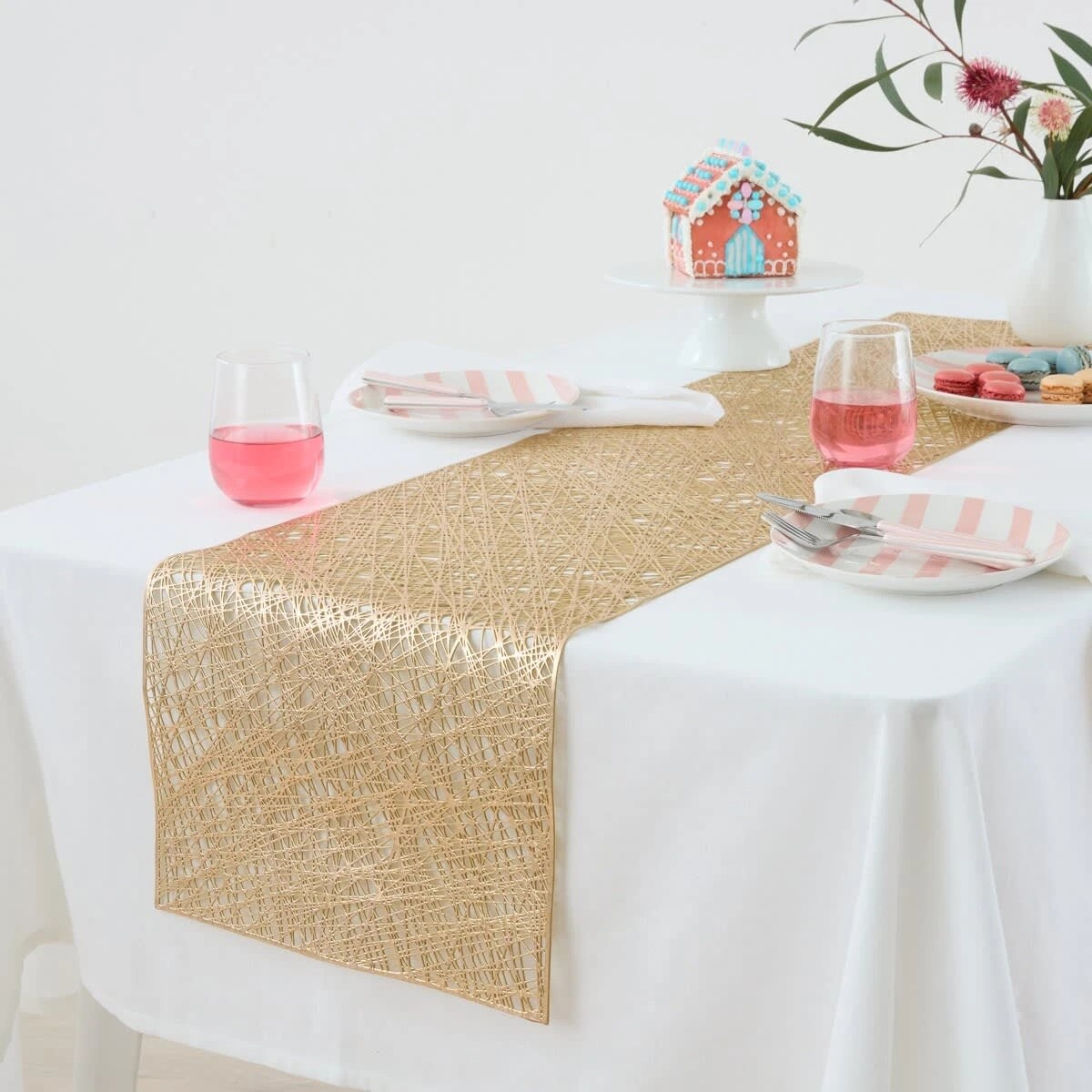 1 Gold Look Scribble Table Runner, 1 of 5
