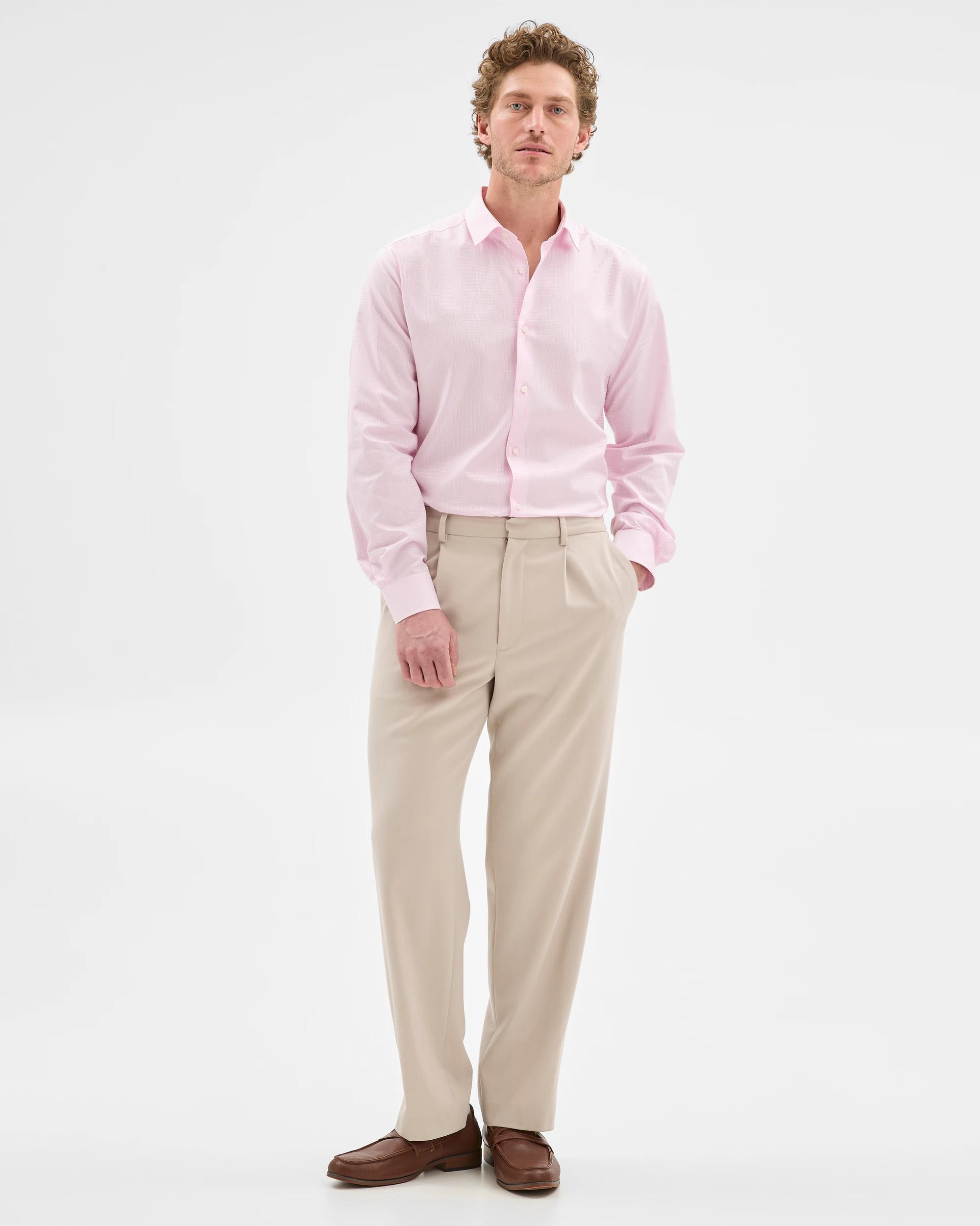5 Australian Cotton Long Sleeve Gingham Shirt - Preview PINK CHECK, 5 of 5