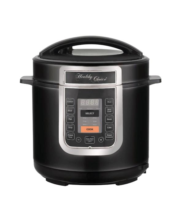 Healthy Choice 6L Electric Slow & Pressure Cooker (Black/Silver) 8 Programs, 1000W