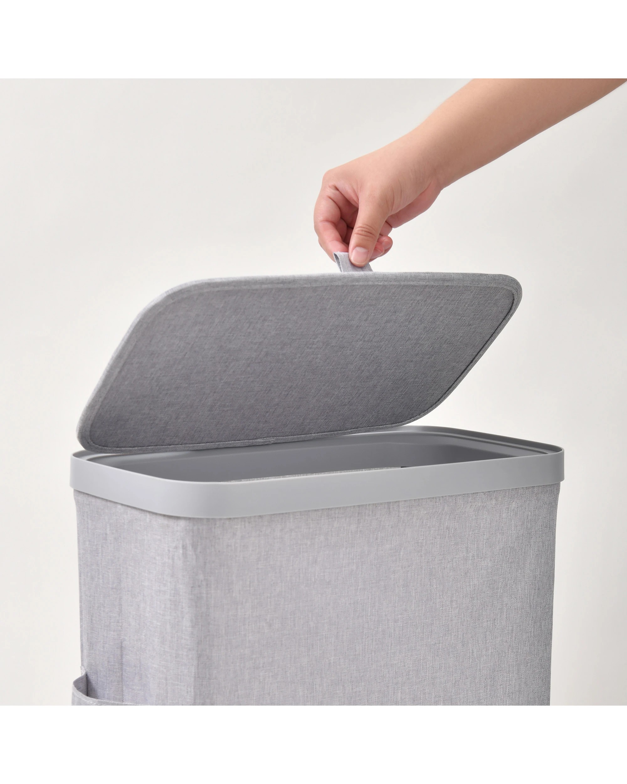 8 Sherwood Voyager Slim Laundry Hamper 40L Faux Linen 22x39x67cm - Grey, 8 of 9