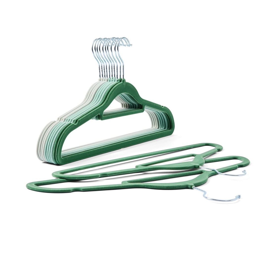 1 12 Pack Flocked Hangers - Green, 1 of 8