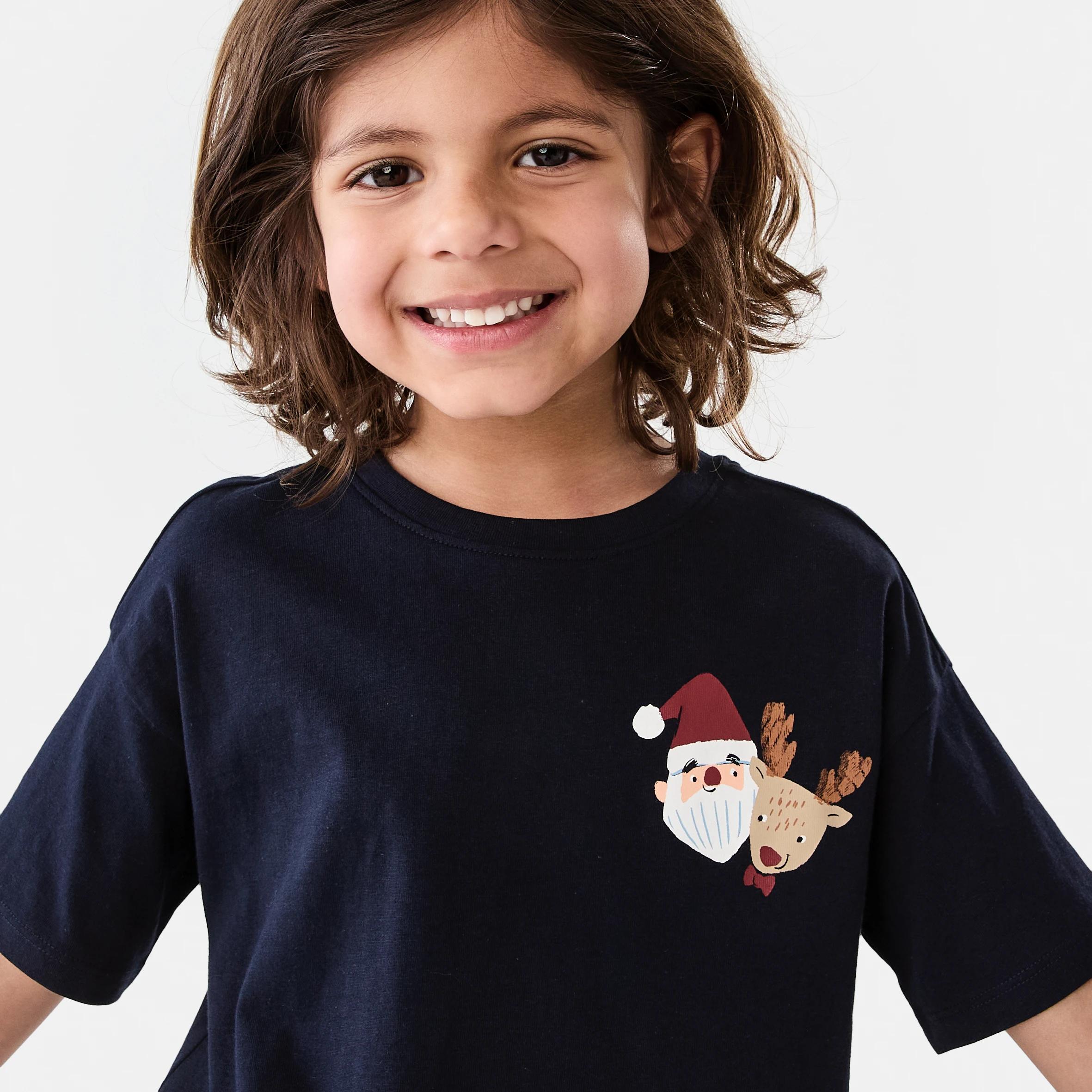 3 Christmas Knit Pyjama Set NAVY SANTA AND REINDEER, 3 of 9