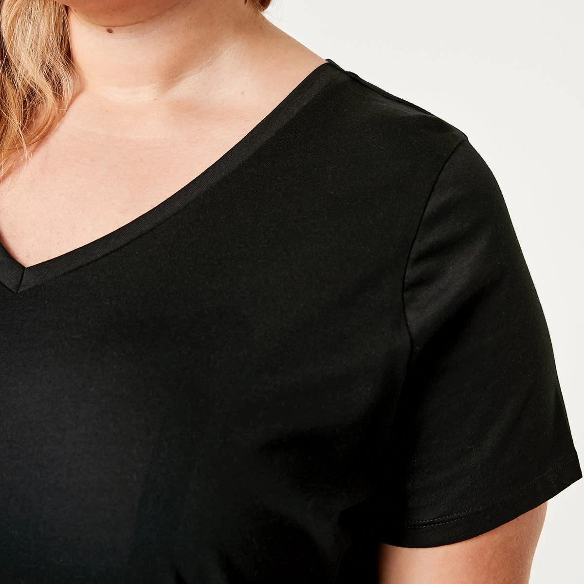 4 Curve Short Sleeve V-Neck T-shirt BLACK, 4 of 4