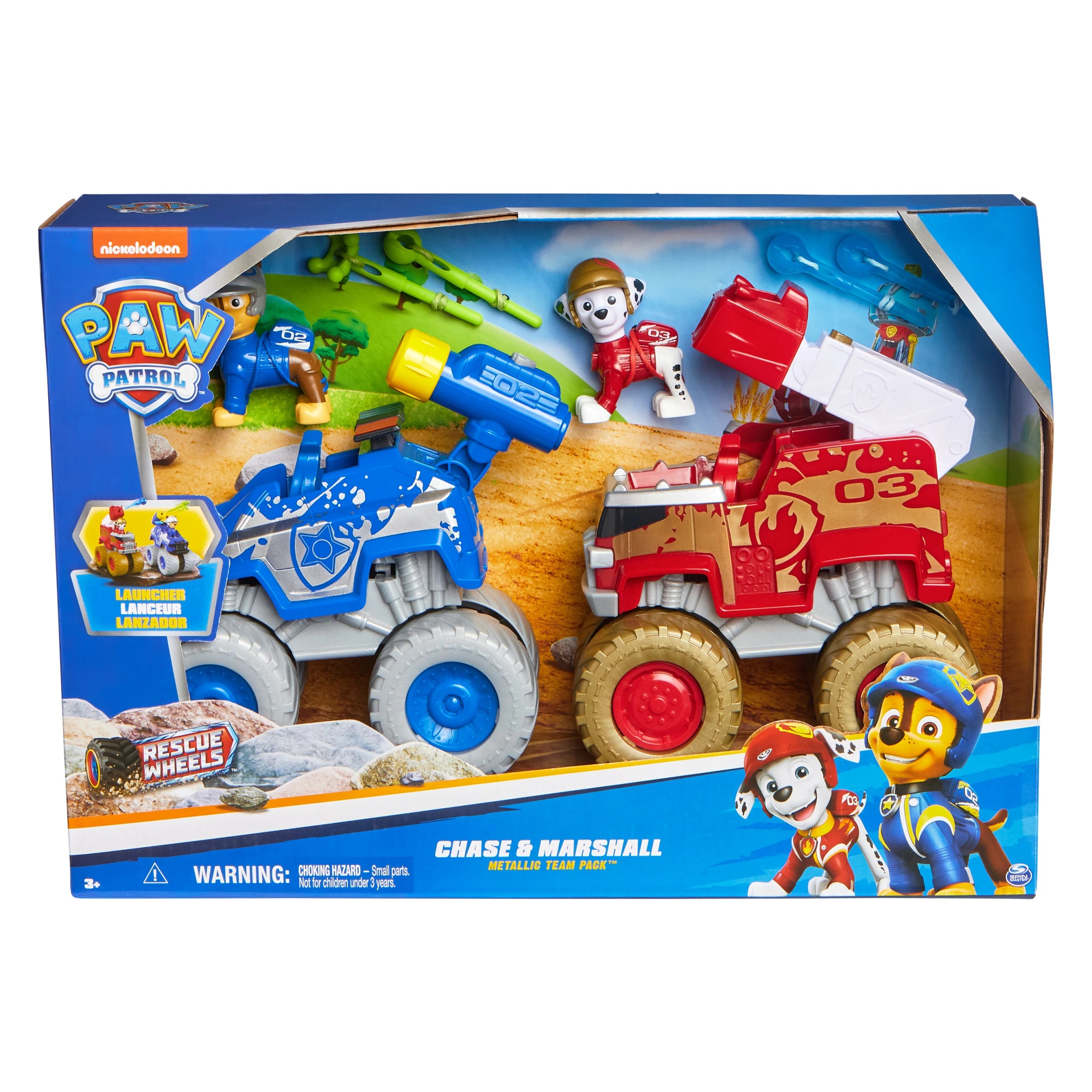 1 PAW Patrol: Rescue Wheels Chase & Marshall’s Toy Trucks with Projectile Launchers & Collectible Action Figures, 1 of 6