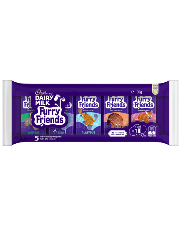 5 Piece Cadbury Dairy Milk Furry Friends Milk Chocolate 100g