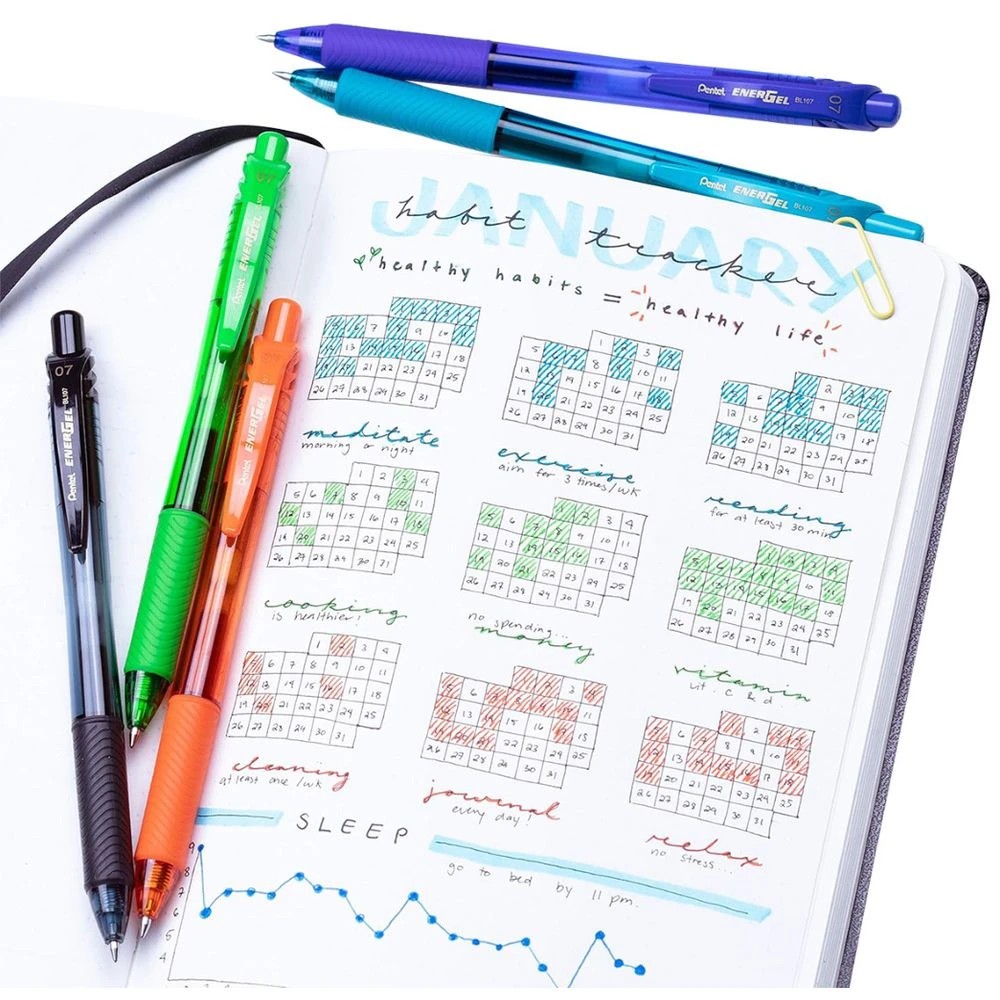 5 Pentel Energel X BL107 Gel Pen 0.7mm Turquoise, 5 of 5